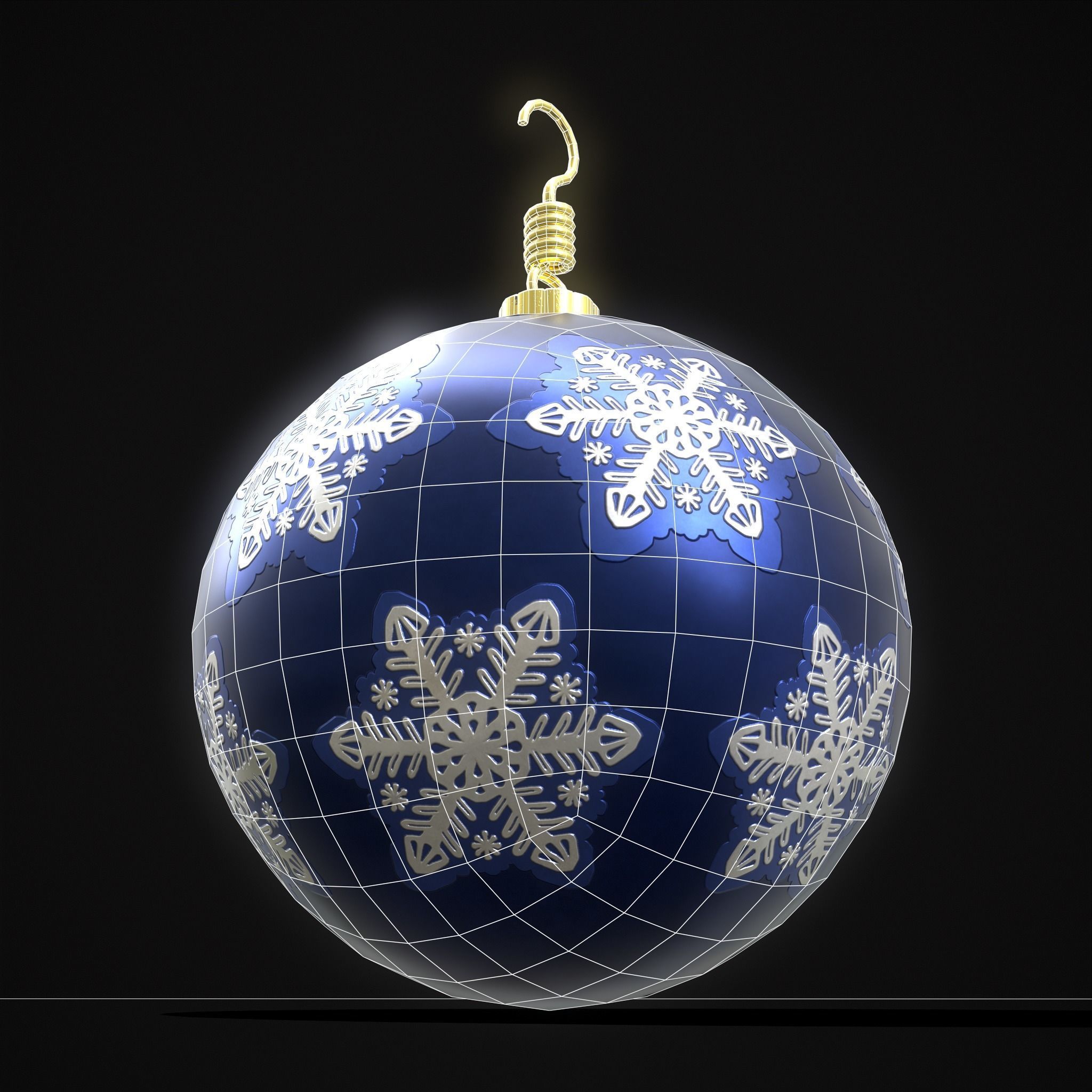 Saphire Blue With Flake Ball Low-poly 3D model_12
