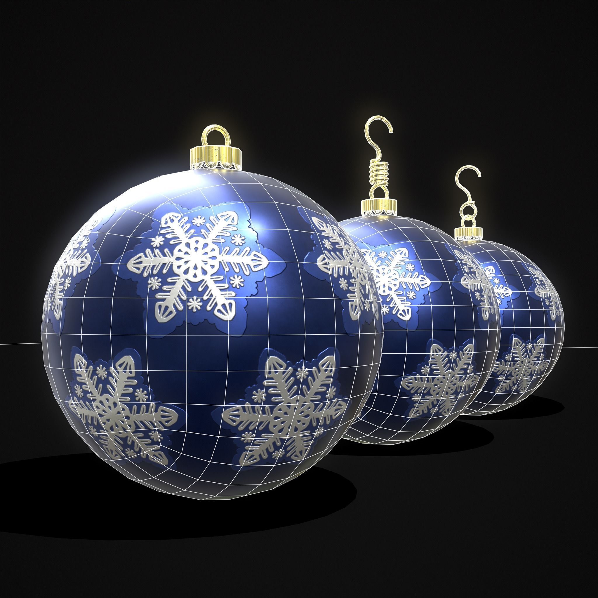 Saphire Blue With Flake Ball Low-poly 3D model_4