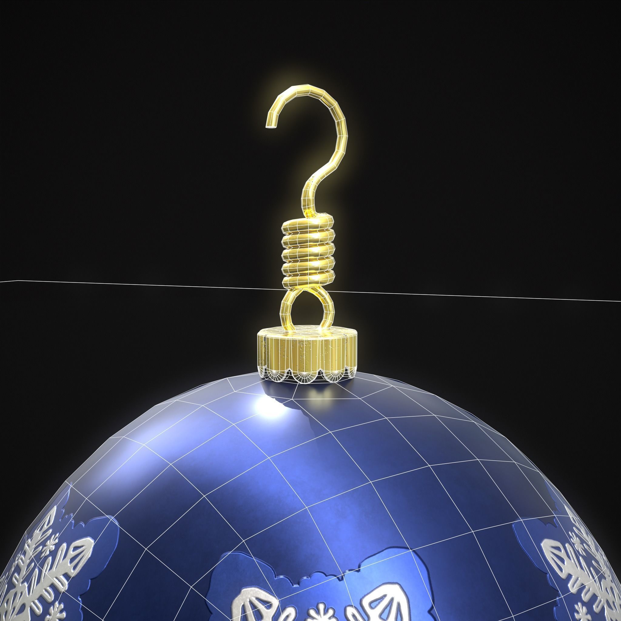Saphire Blue With Flake Ball Low-poly 3D model_14