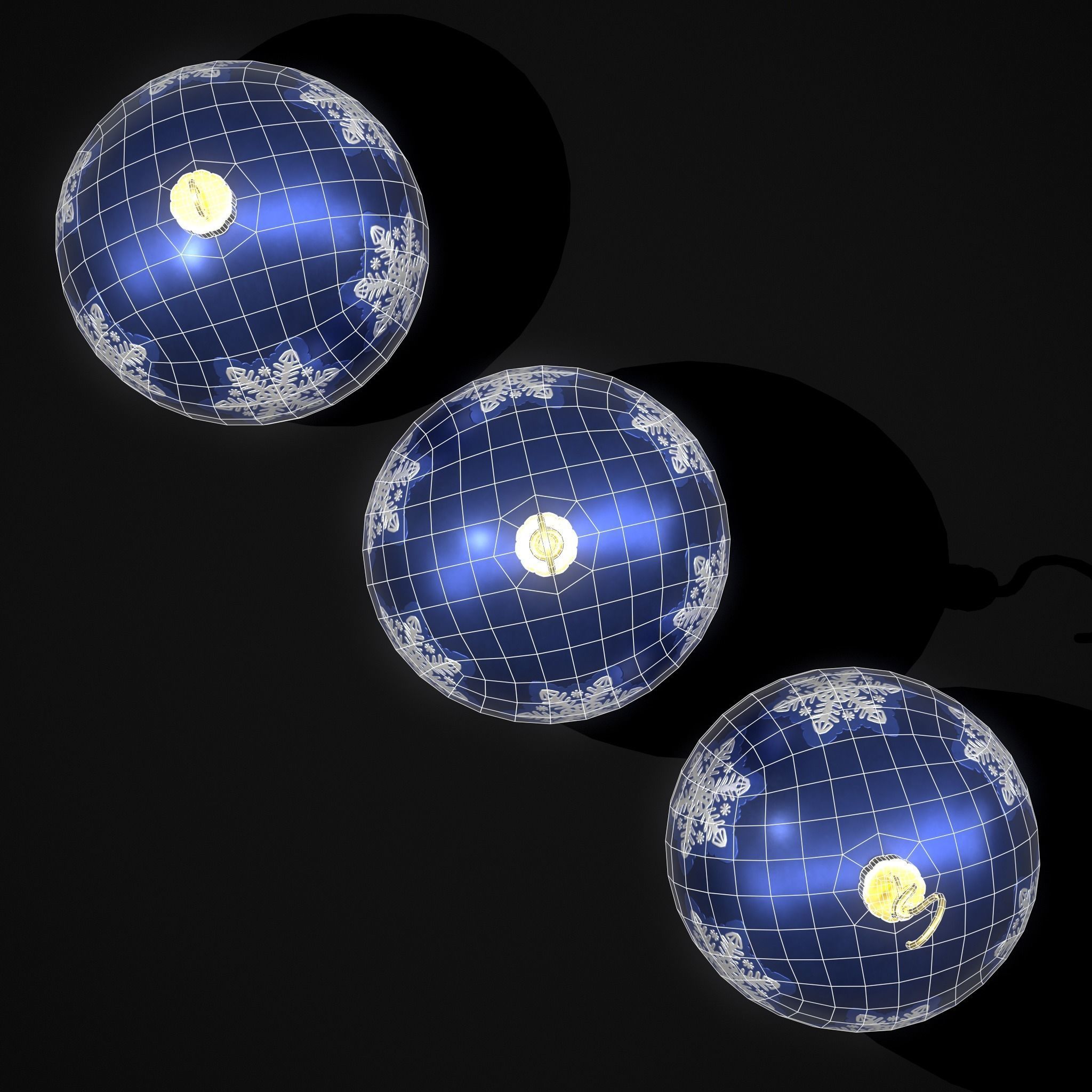 Saphire Blue With Flake Ball Low-poly 3D model_8