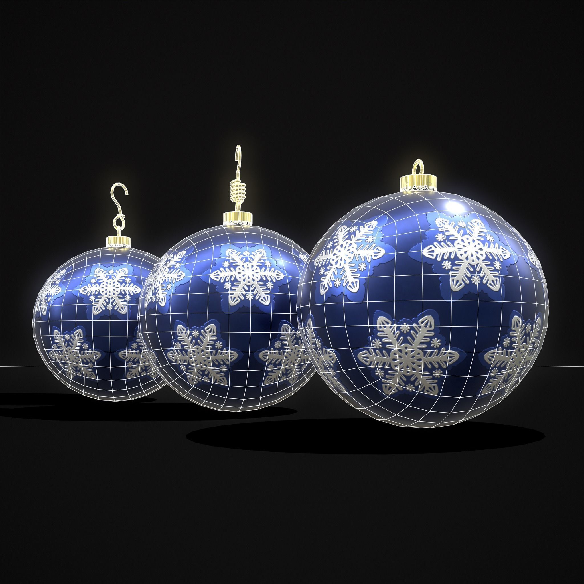 Saphire Blue With Flake Ball Low-poly 3D model_30