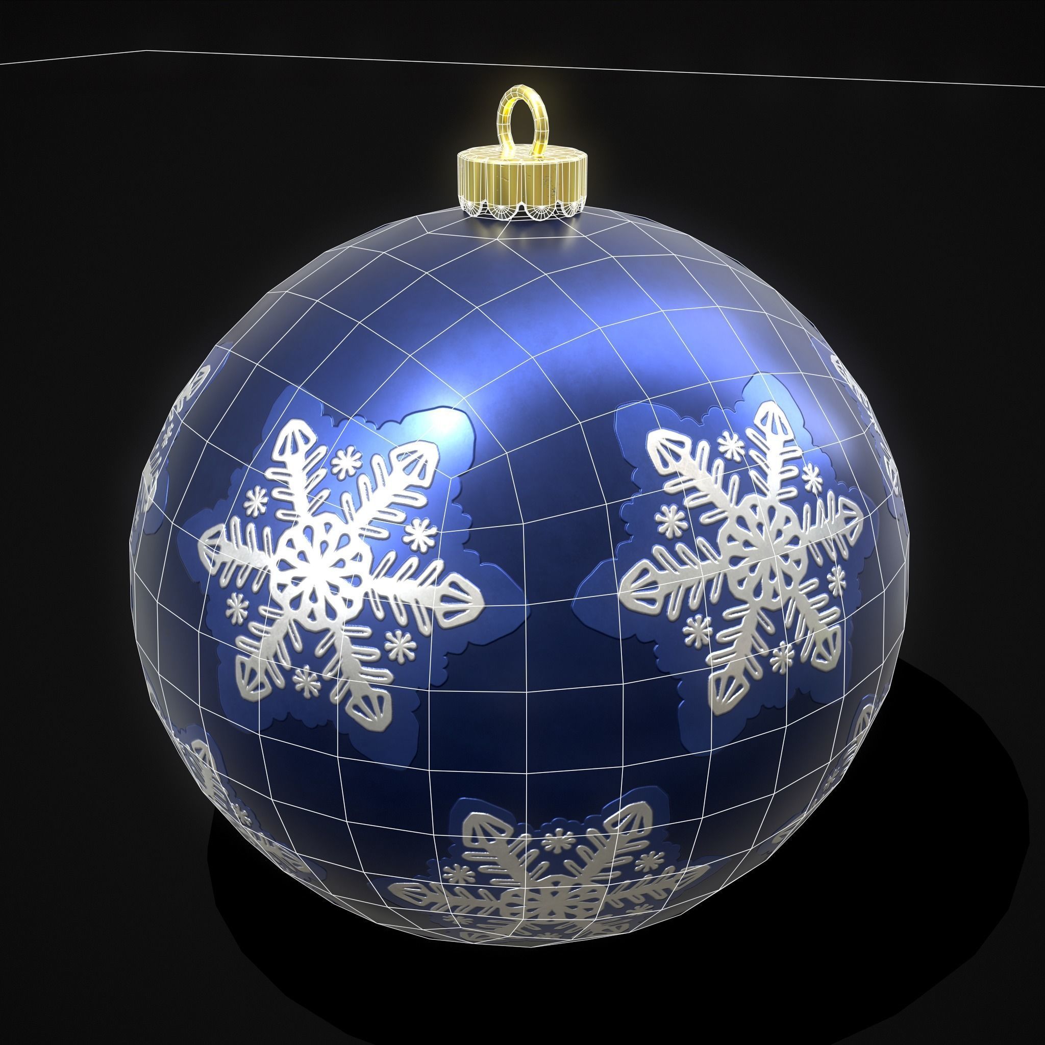 Saphire Blue With Flake Ball Low-poly 3D model_22