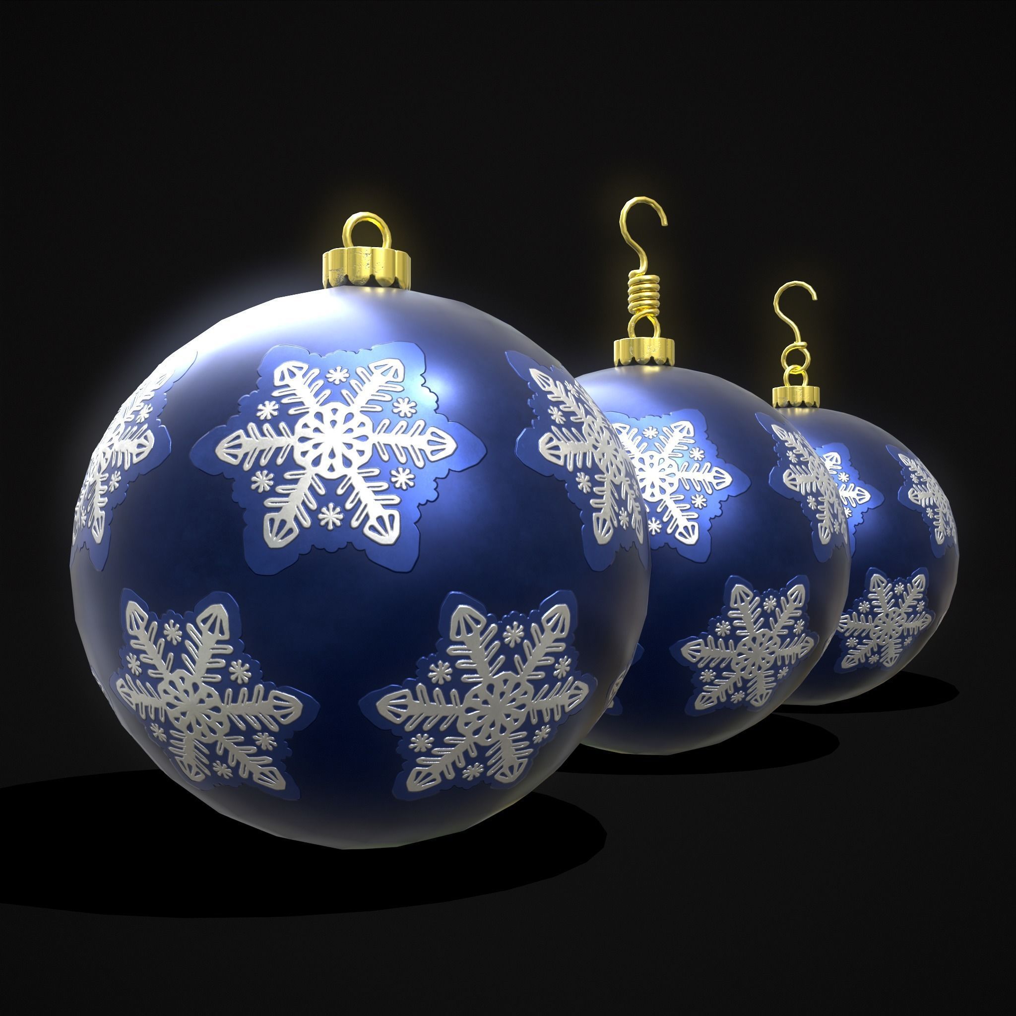 Saphire Blue With Flake Ball Low-poly 3D model_3