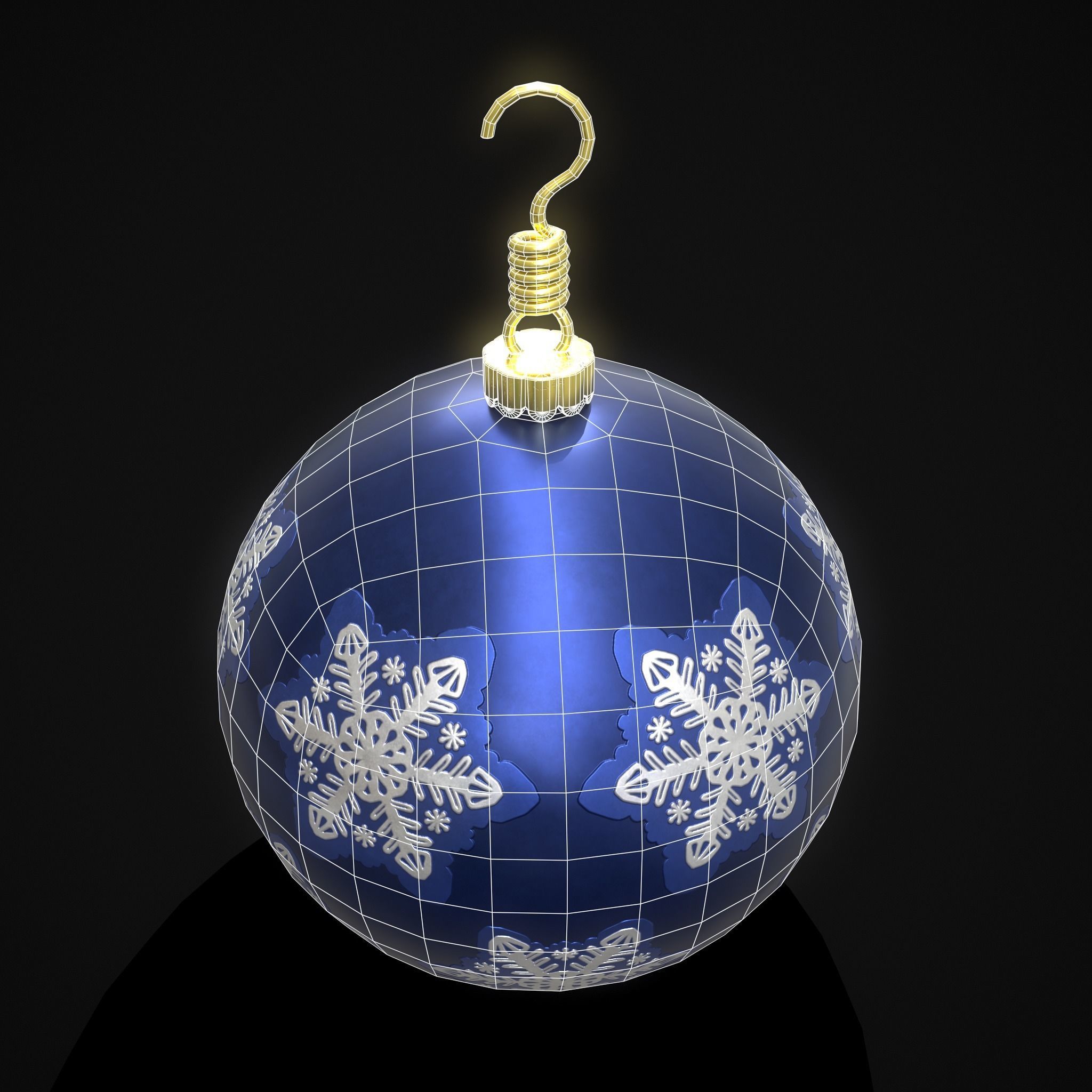 Saphire Blue With Flake Ball Low-poly 3D model_10
