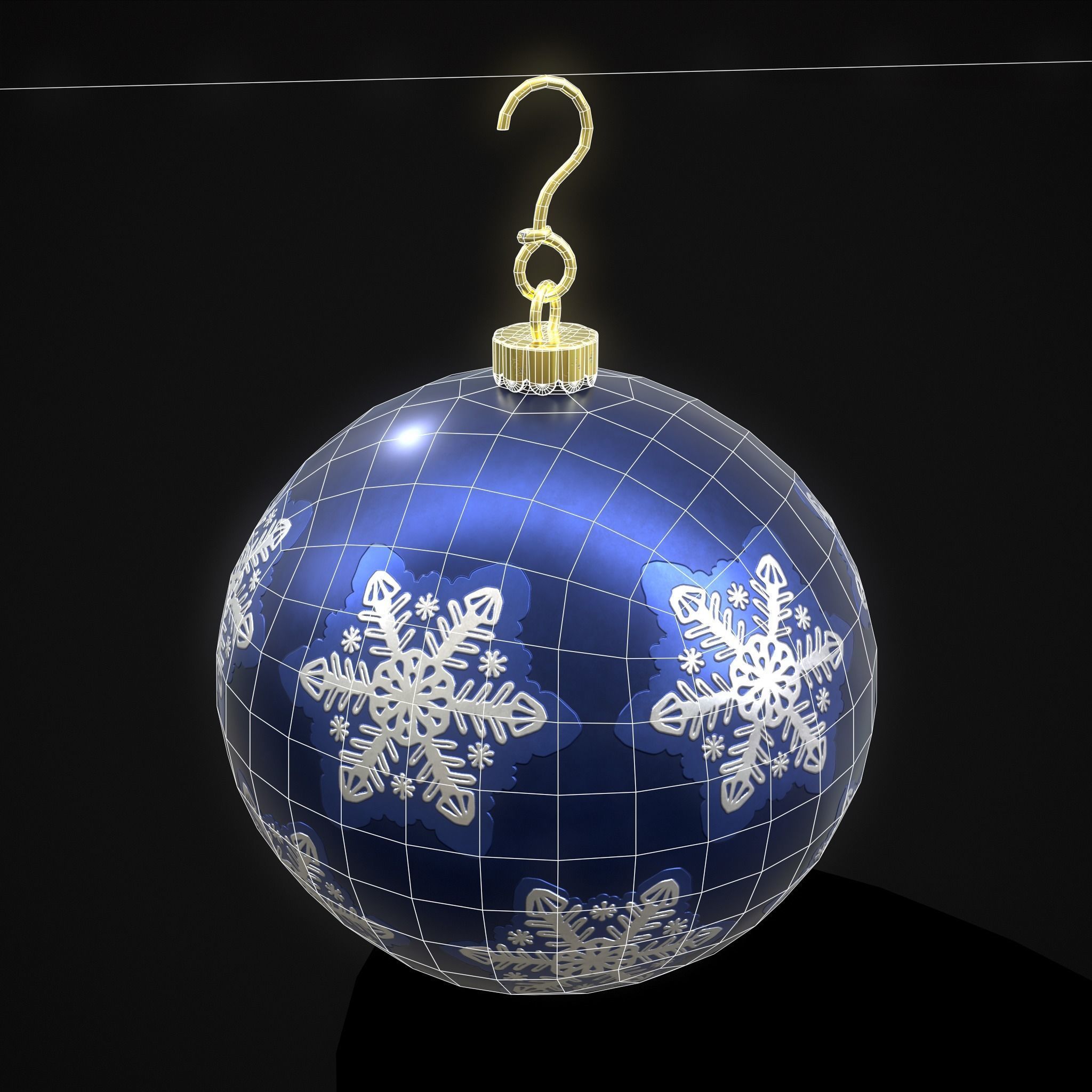 Saphire Blue With Flake Ball Low-poly 3D model_16