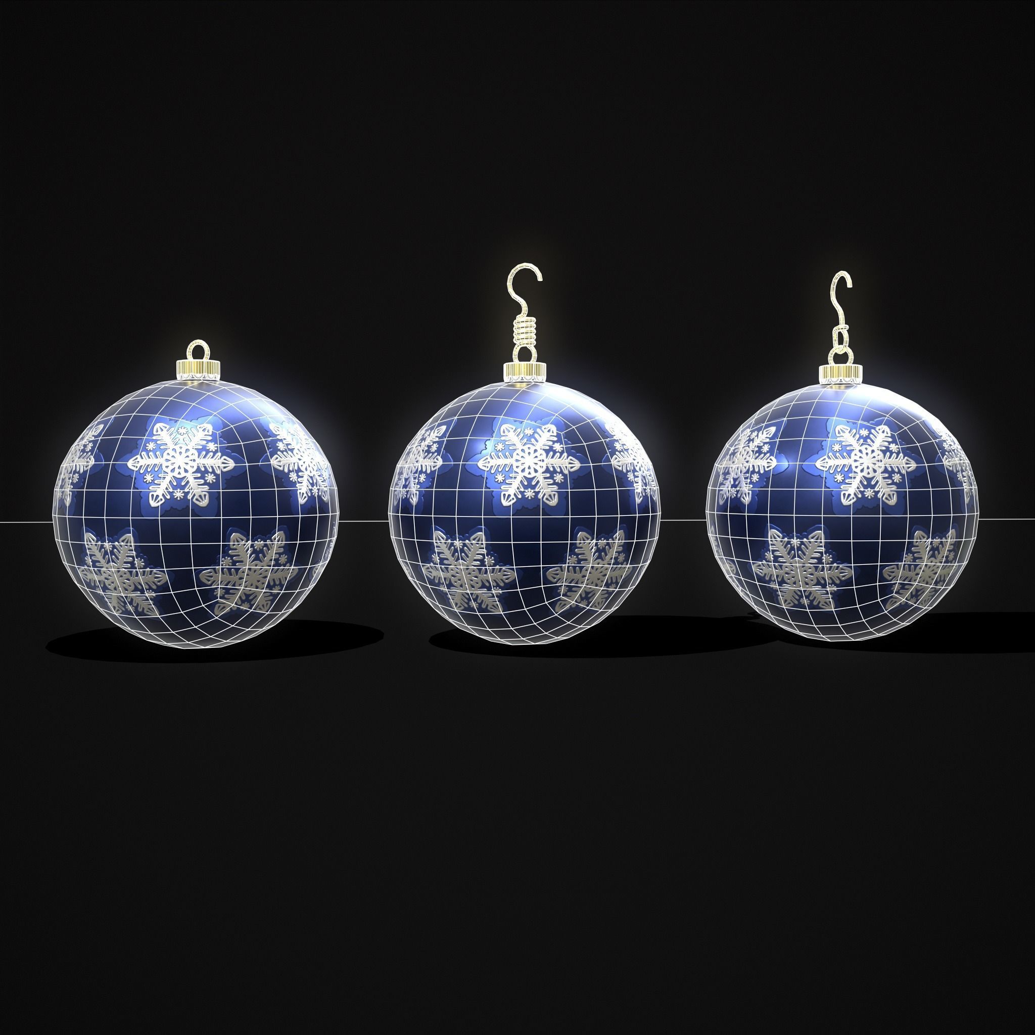 Saphire Blue With Flake Ball Low-poly 3D model_6