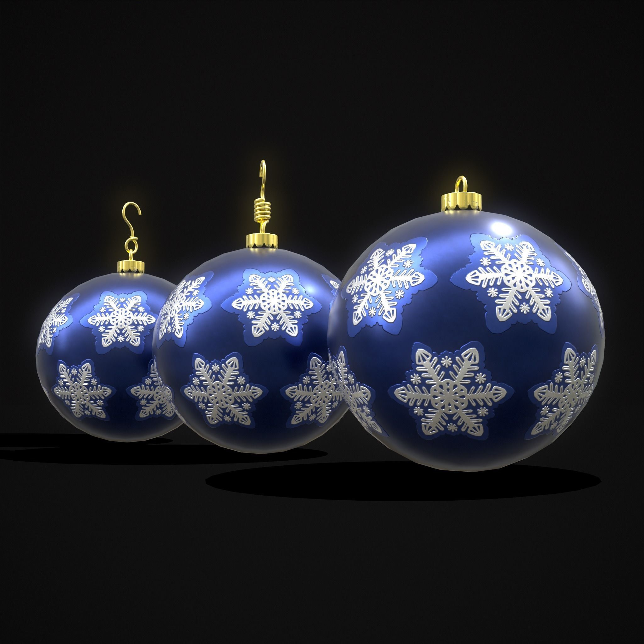 Saphire Blue With Flake Ball Low-poly 3D model_29