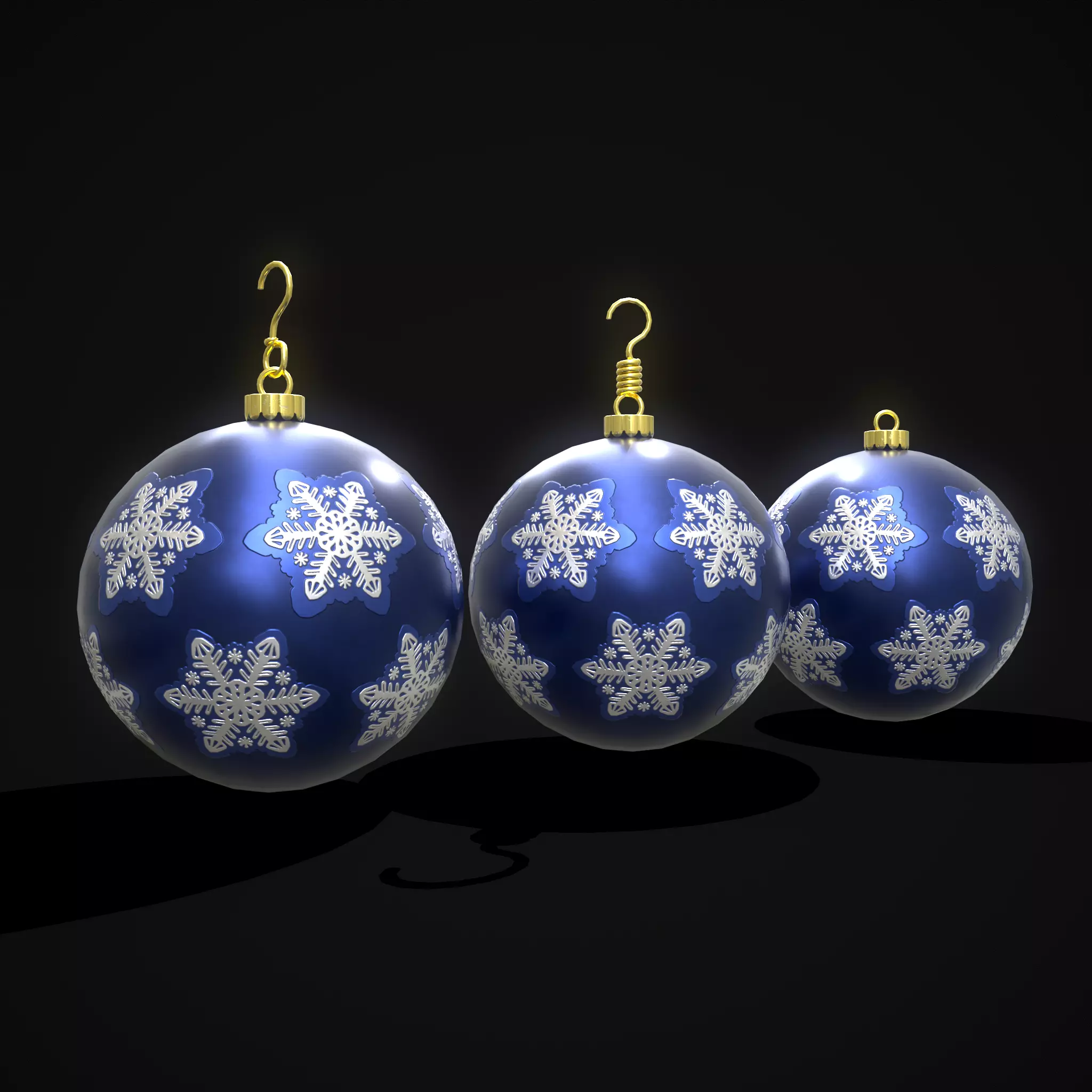 Saphire Blue With Flake Ball Low-poly 3D model_0