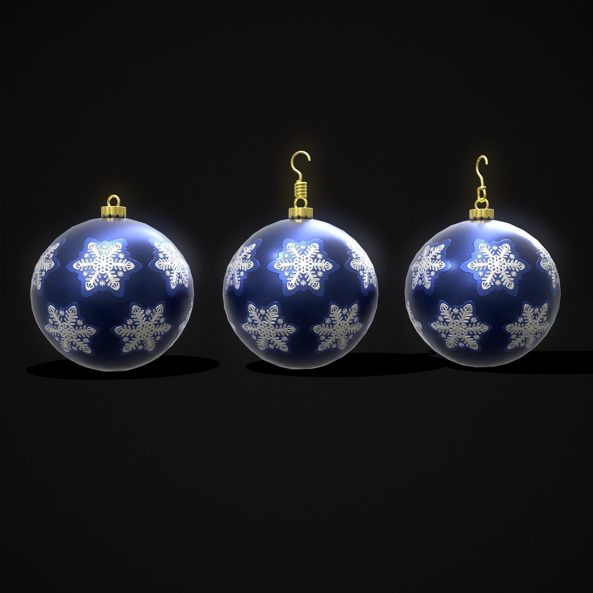 Saphire Blue With Flake Ball Low-poly 3D model_5