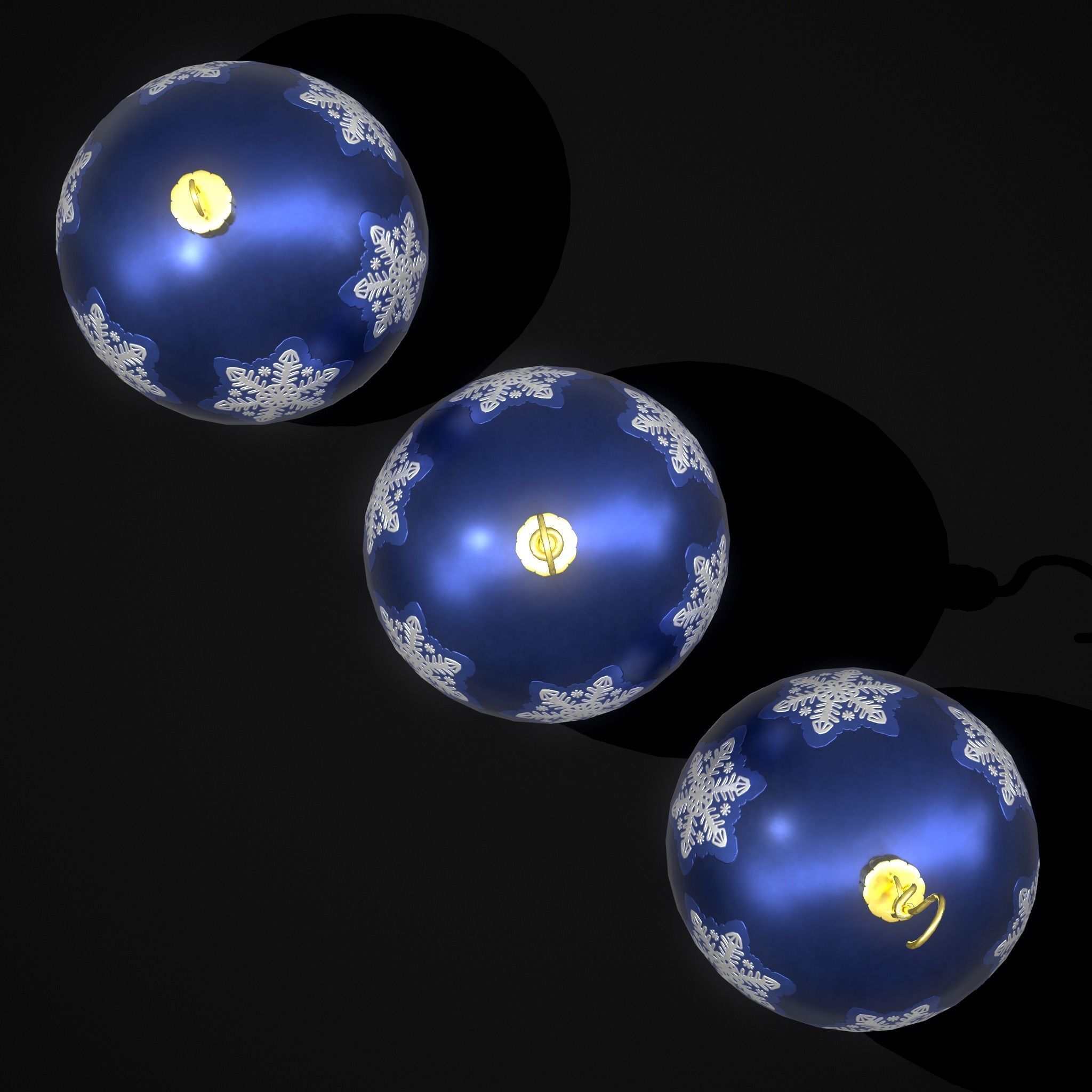 Saphire Blue With Flake Ball Low-poly 3D model_7