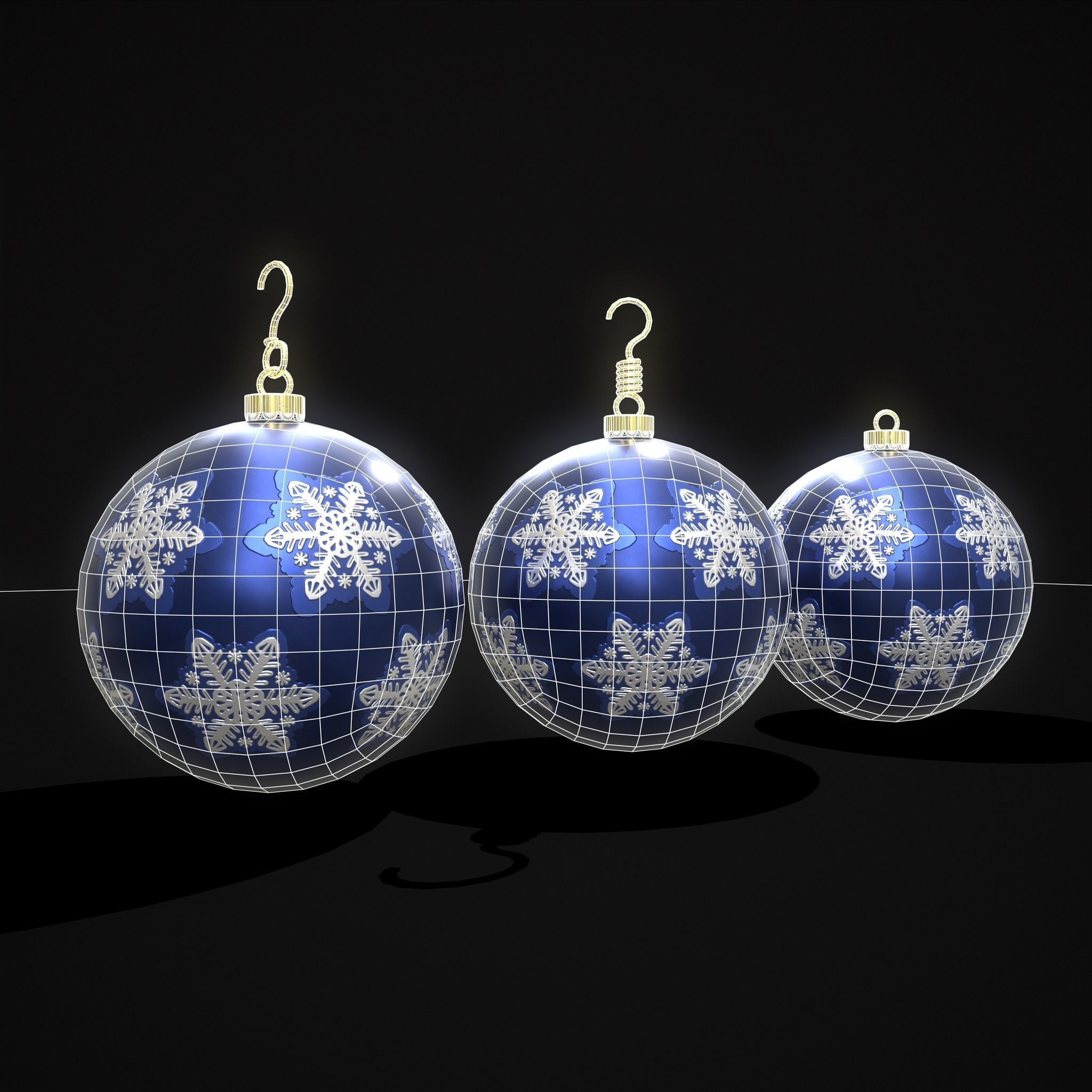 Saphire Blue With Flake Ball Low-poly 3D model_2