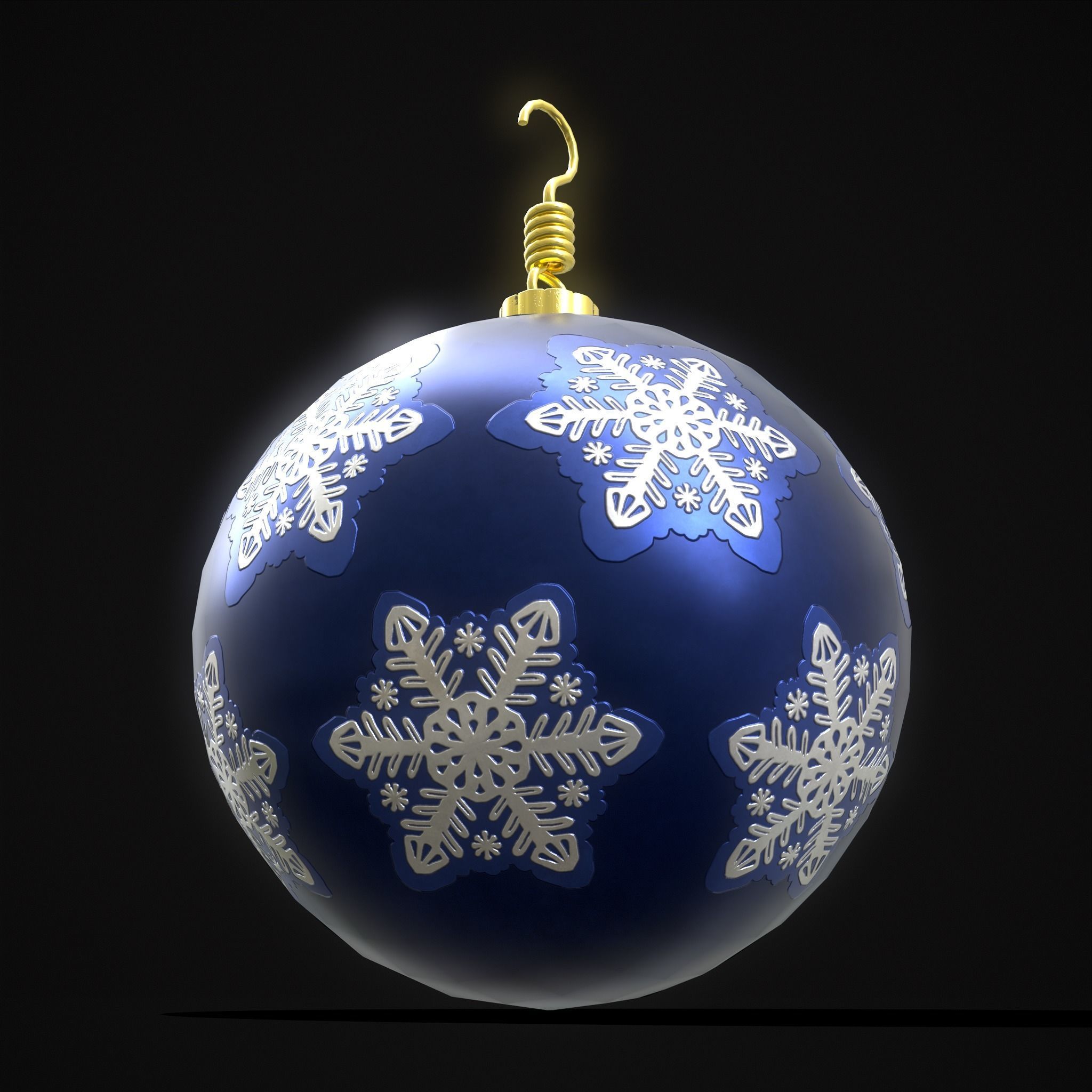 Saphire Blue With Flake Ball Low-poly 3D model_11