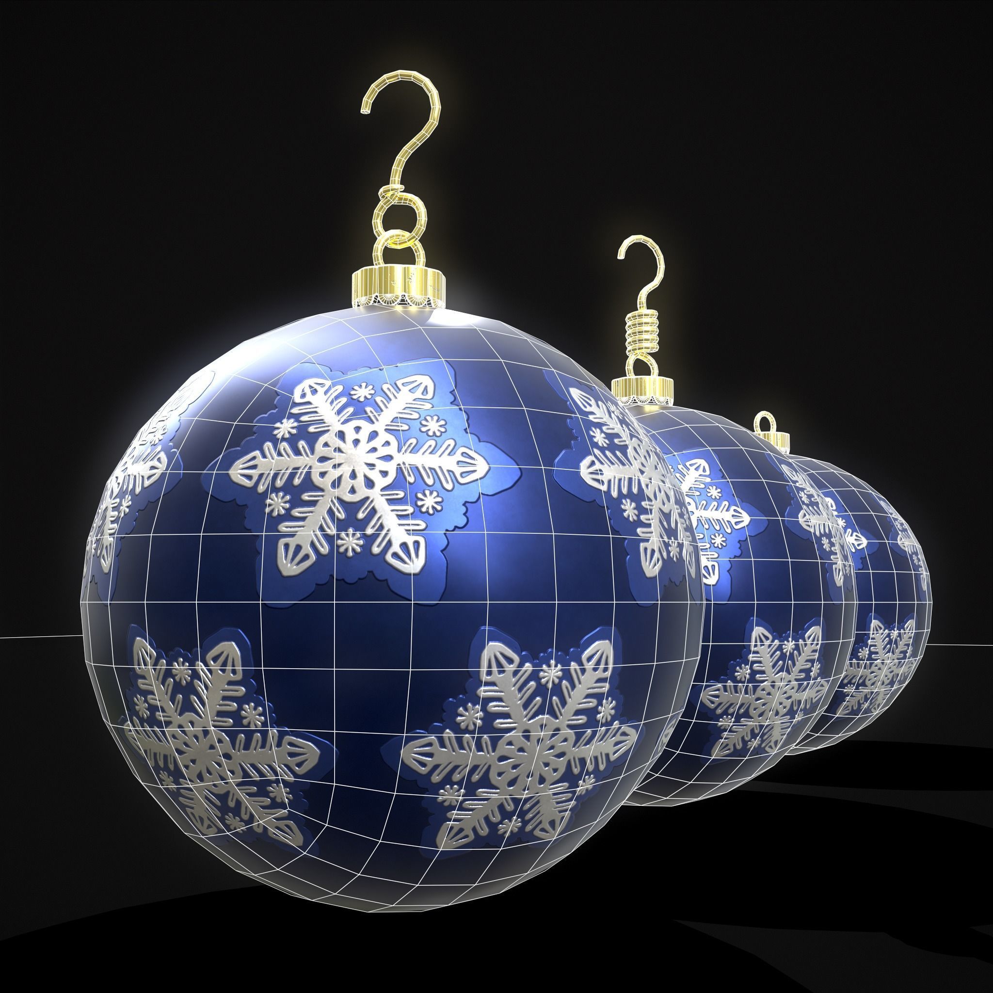 Saphire Blue With Flake Ball Low-poly 3D model_28