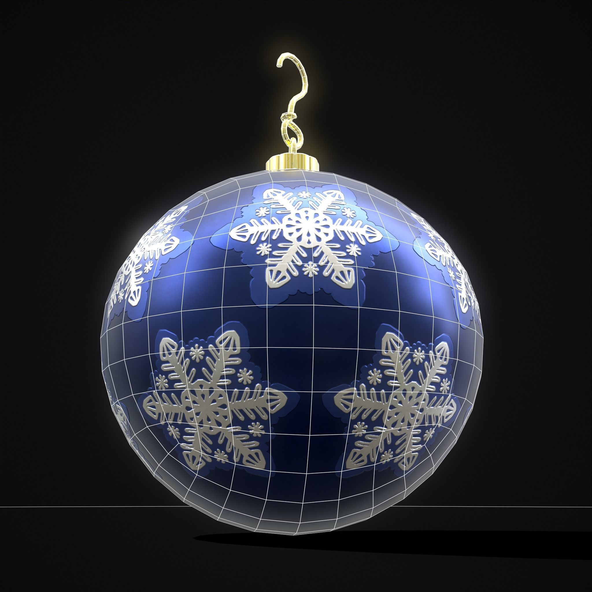 Saphire Blue With Flake Ball Low-poly 3D model_18