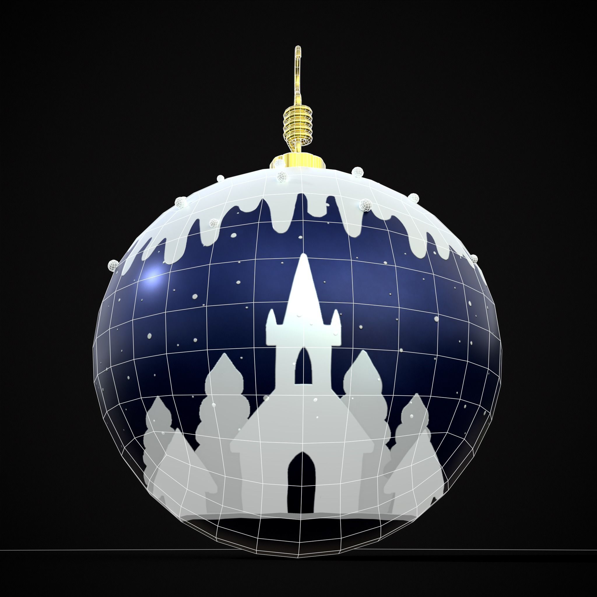 Snow Town Christmas Ball Ornament Low-poly 3D model_22