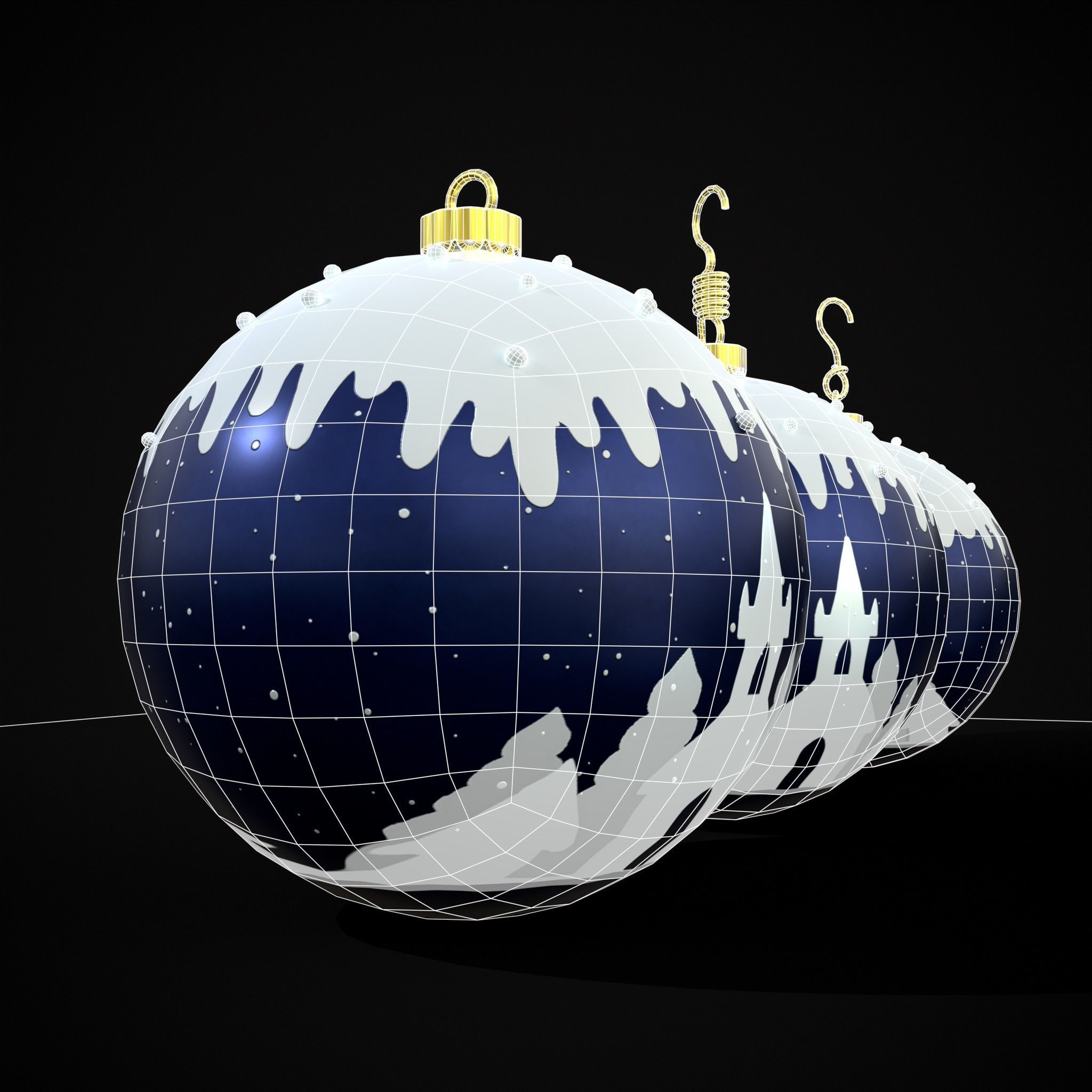 Snow Town Christmas Ball Ornament Low-poly 3D model_4
