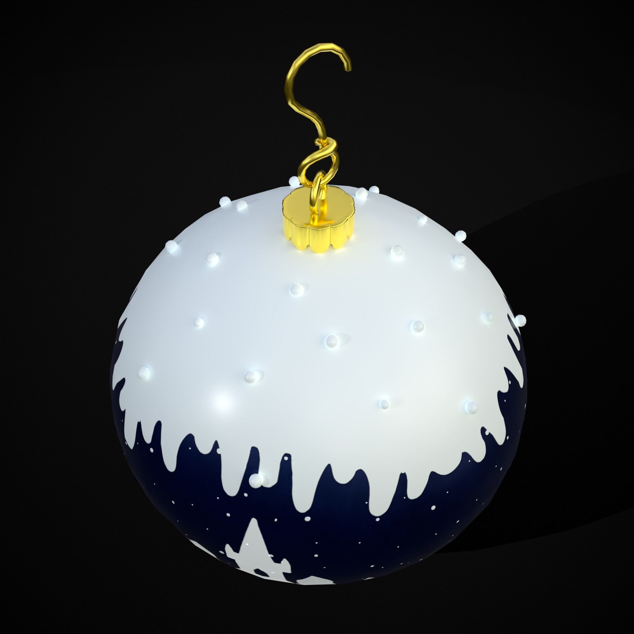 Snow Town Christmas Ball Ornament Low-poly 3D model_13