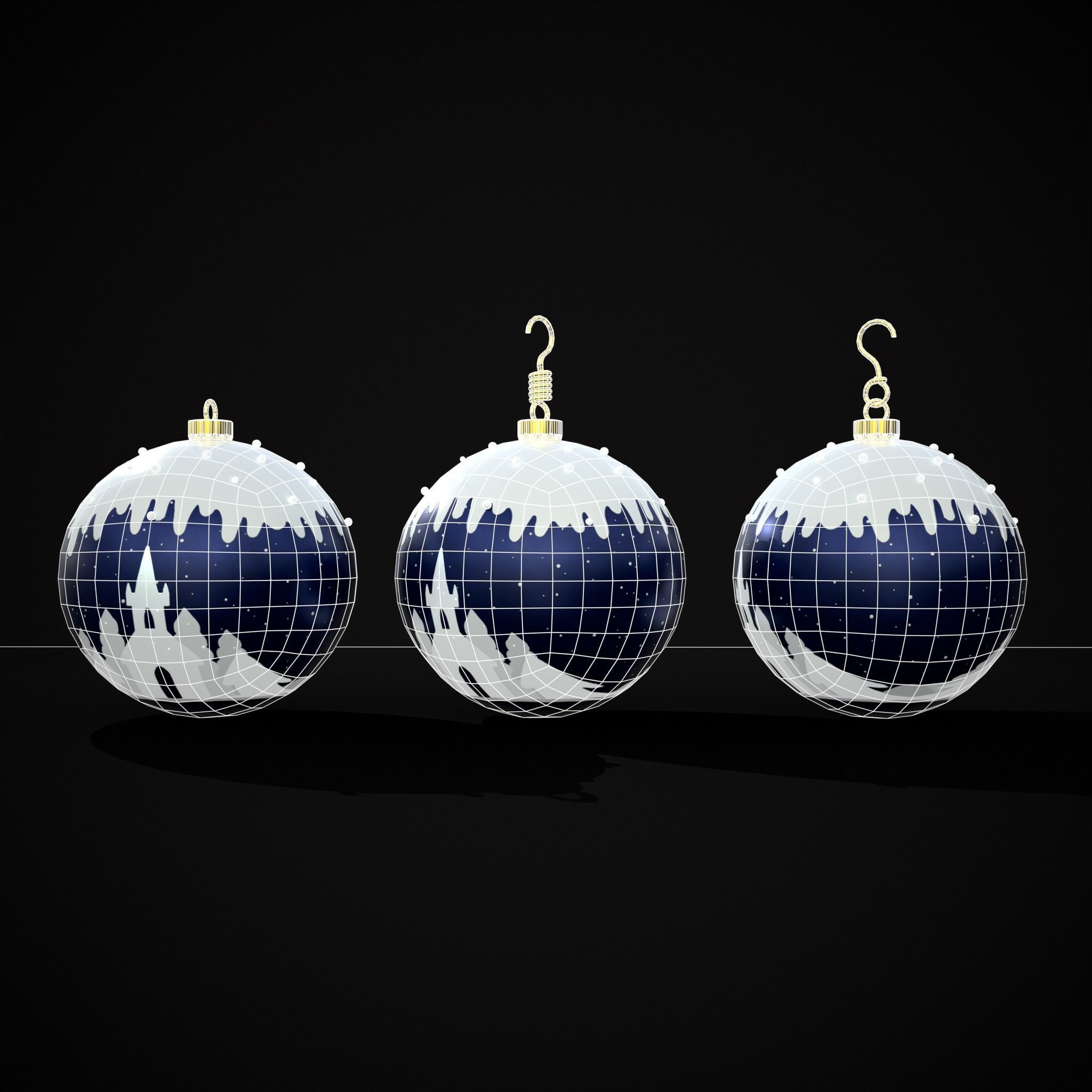 Snow Town Christmas Ball Ornament Low-poly 3D model_6