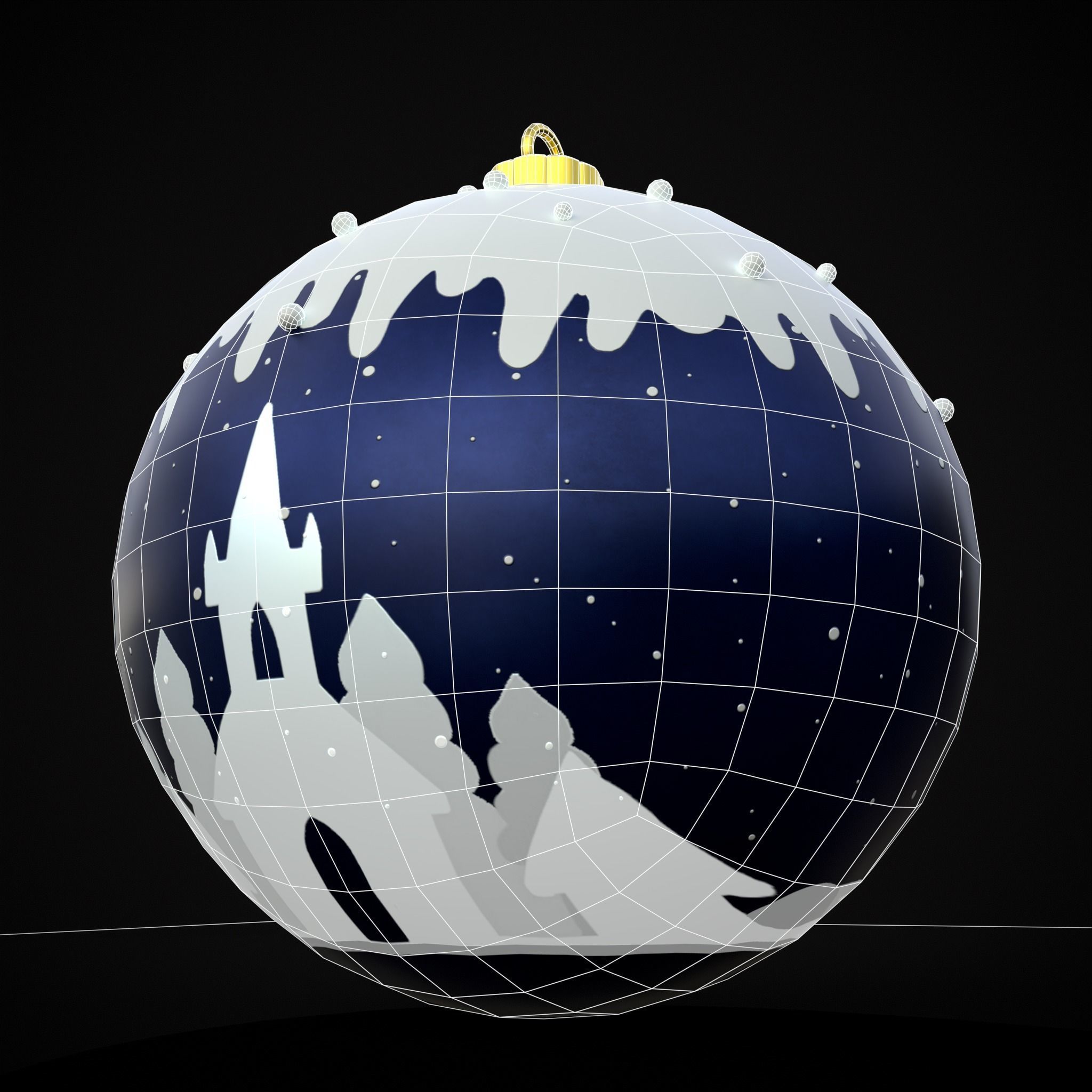 Snow Town Christmas Ball Ornament Low-poly 3D model_10
