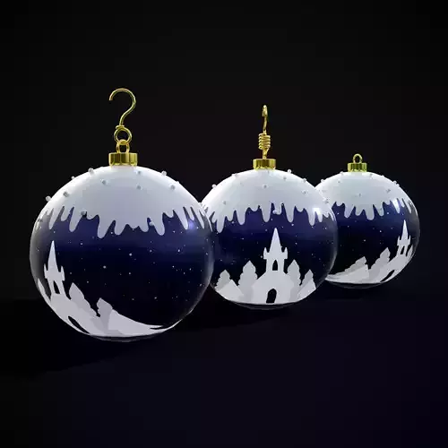 Snow Town Christmas Ball Ornament Low-poly 3D model