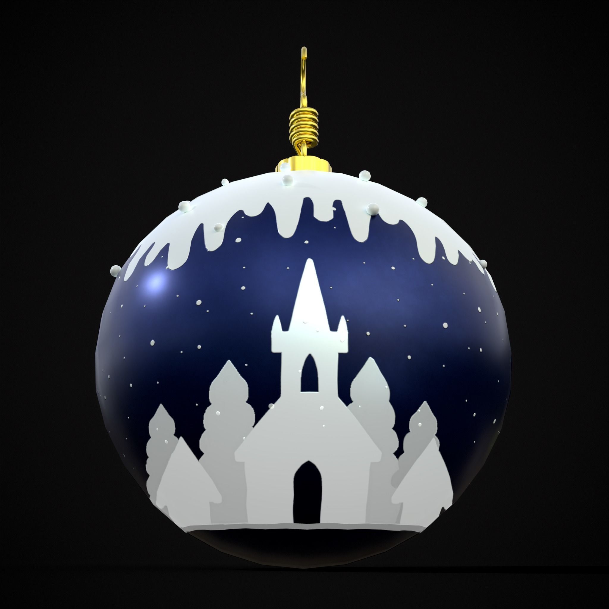 Snow Town Christmas Ball Ornament Low-poly 3D model_21