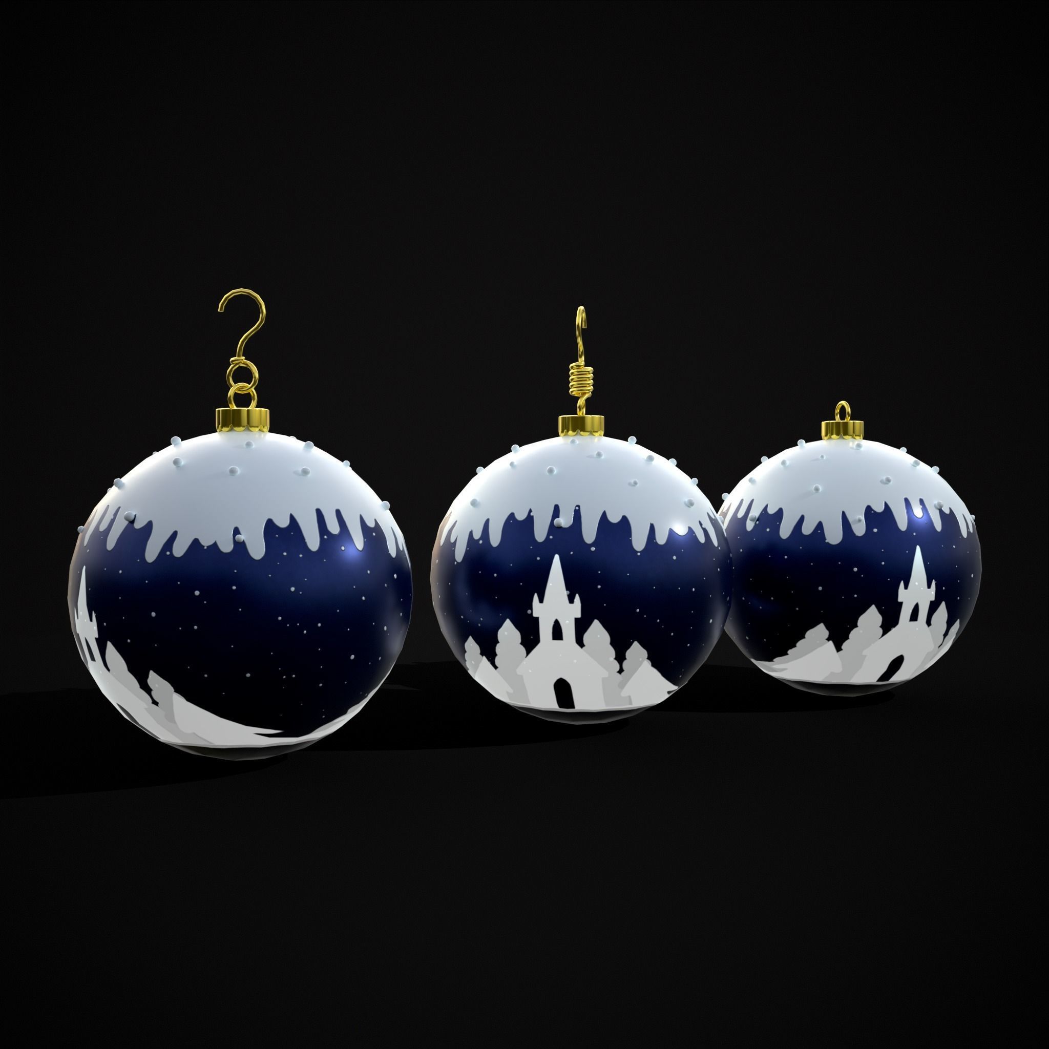 Snow Town Christmas Ball Ornament Low-poly 3D model_27