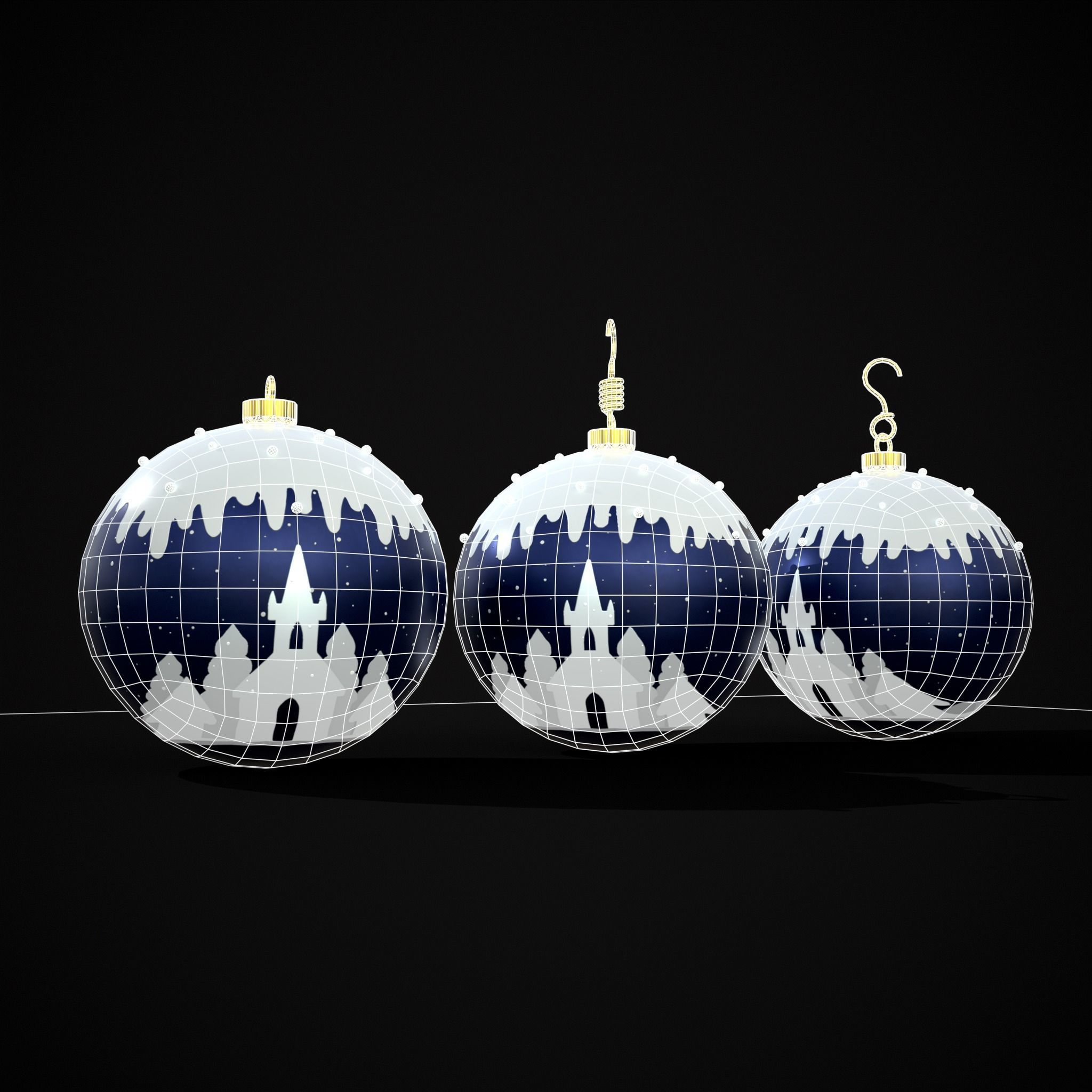 Snow Town Christmas Ball Ornament Low-poly 3D model_26