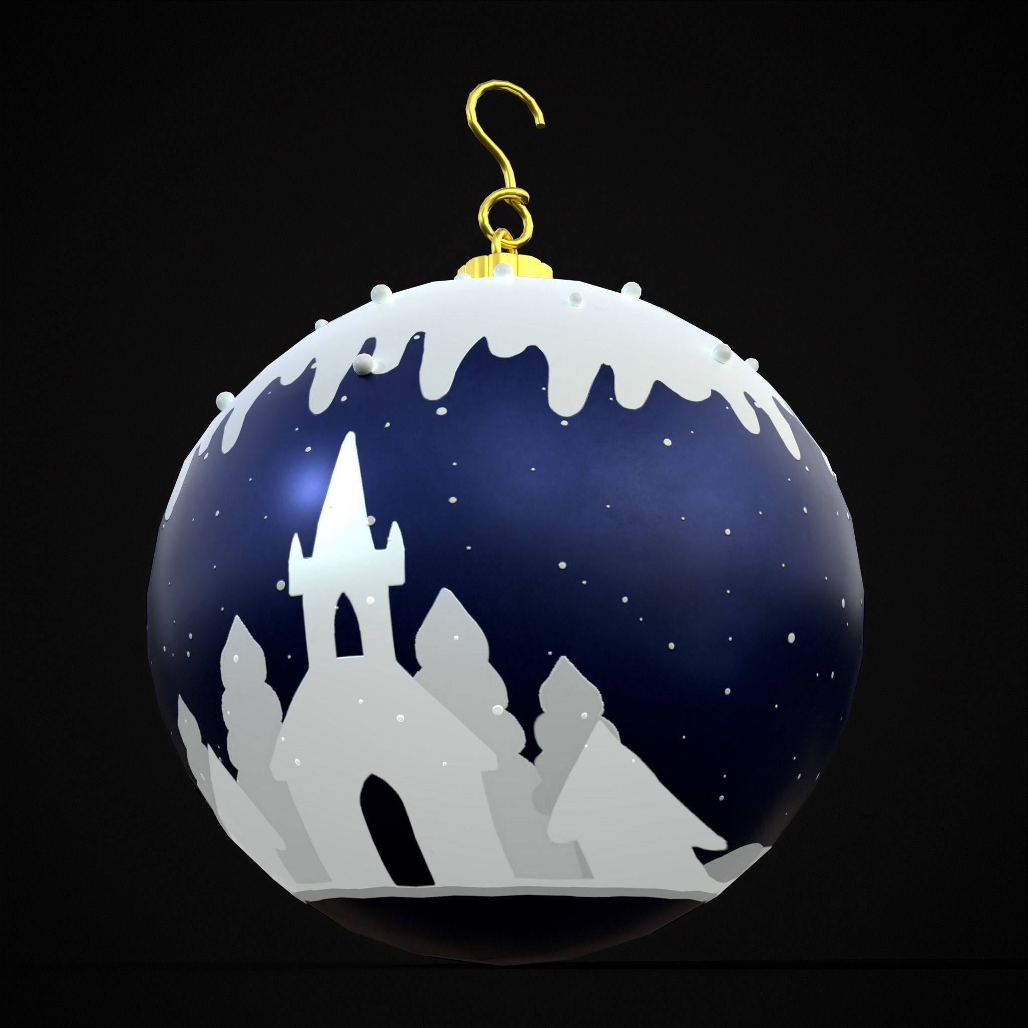 Snow Town Christmas Ball Ornament Low-poly 3D model_15