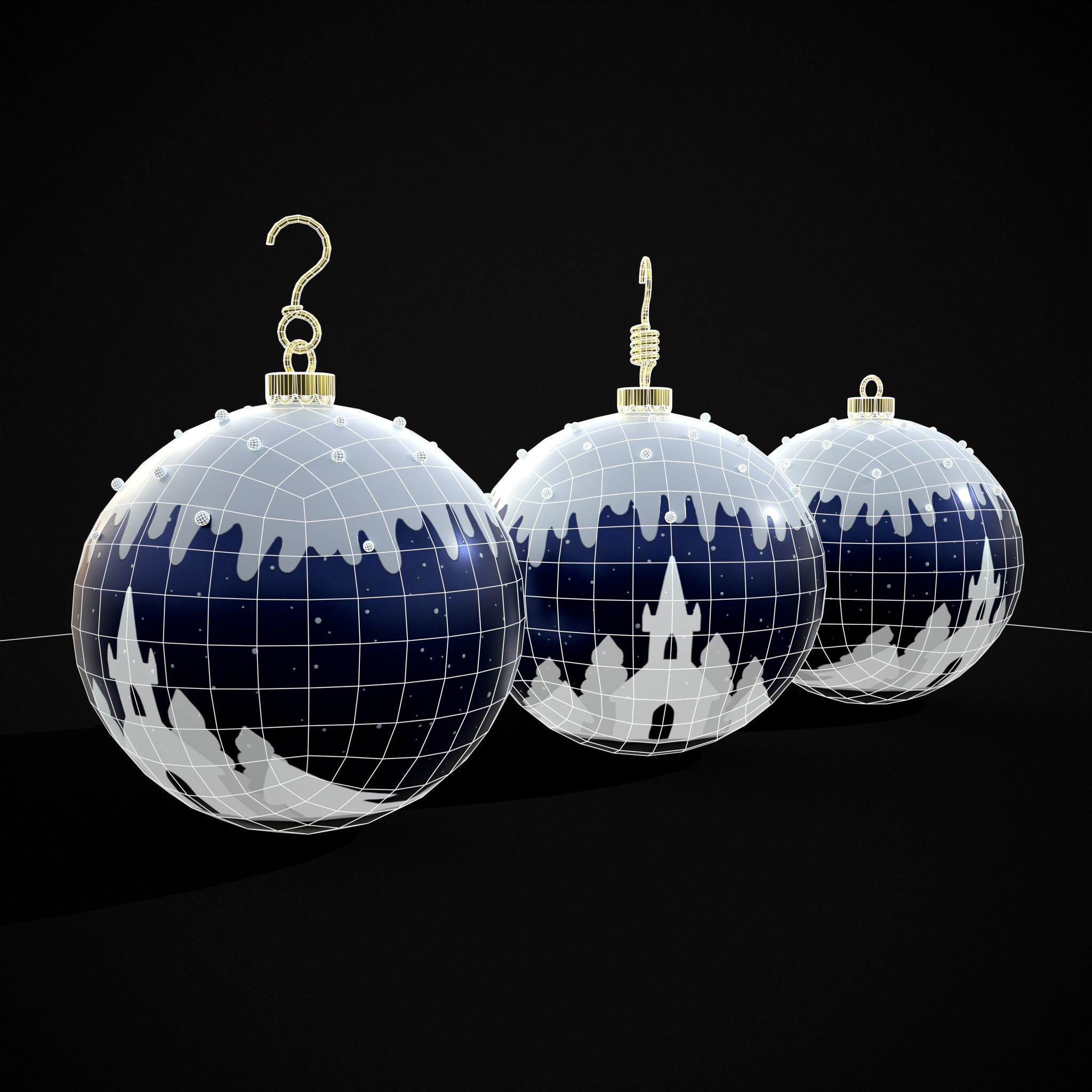 Snow Town Christmas Ball Ornament Low-poly 3D model_2