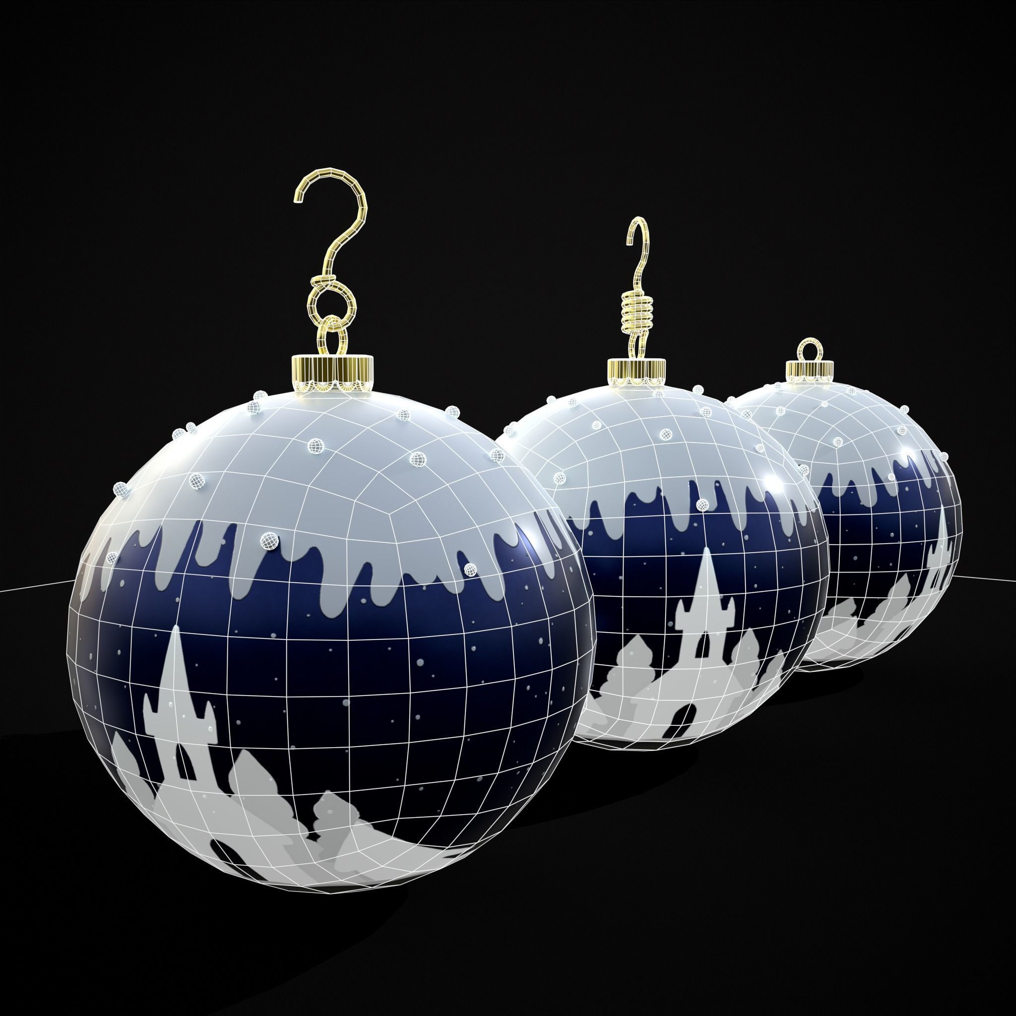Snow Town Christmas Ball Ornament Low-poly 3D model_30