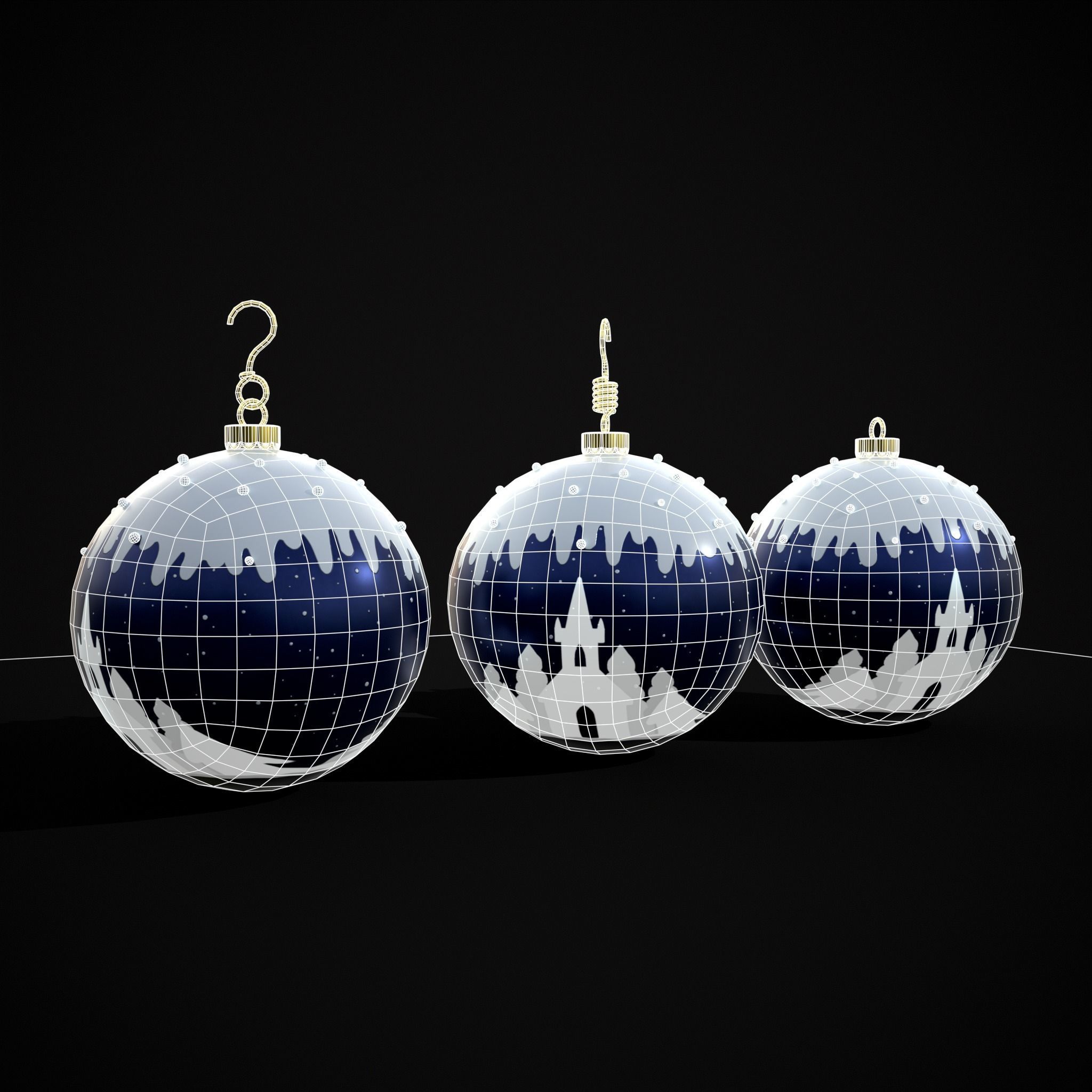Snow Town Christmas Ball Ornament Low-poly 3D model_28