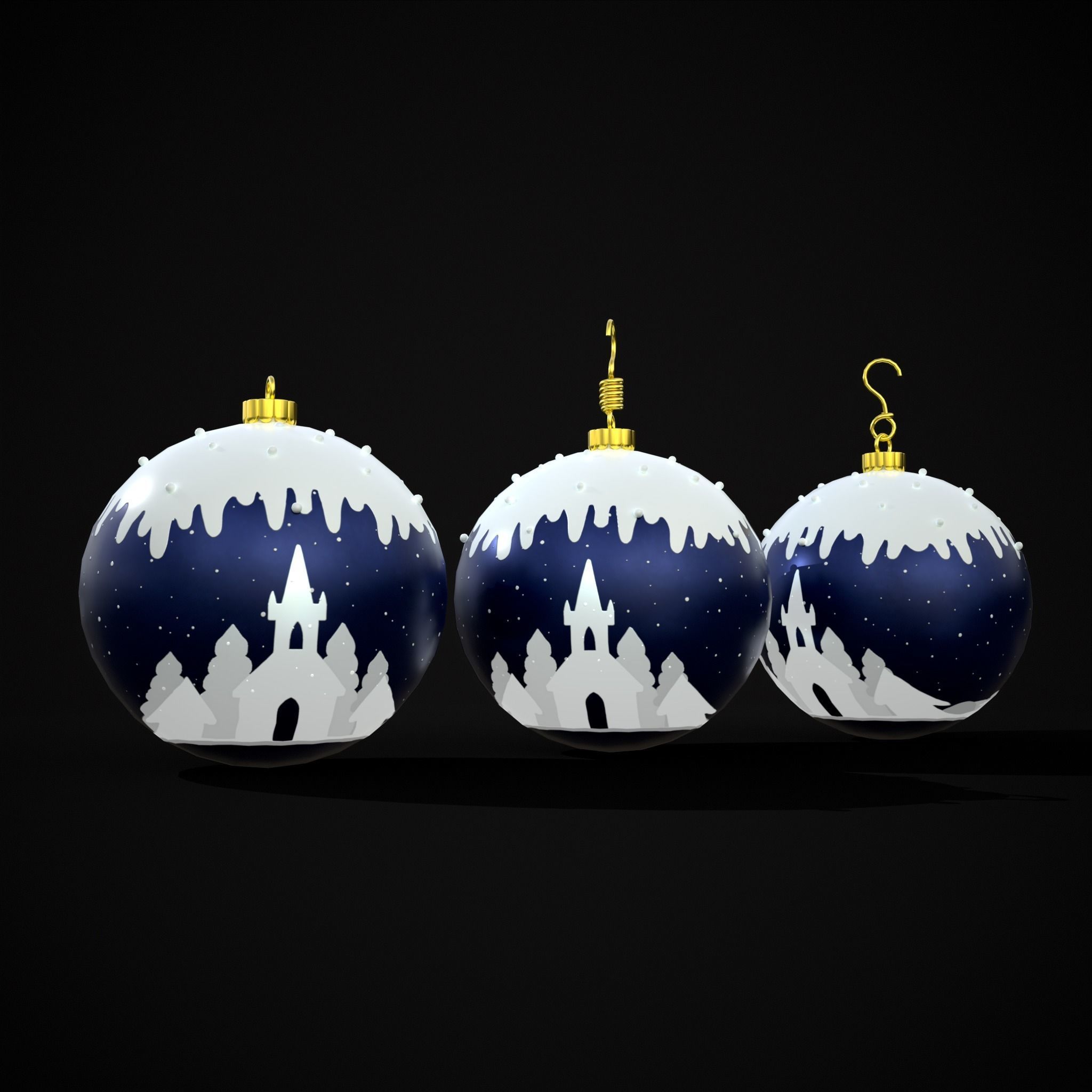 Snow Town Christmas Ball Ornament Low-poly 3D model_25