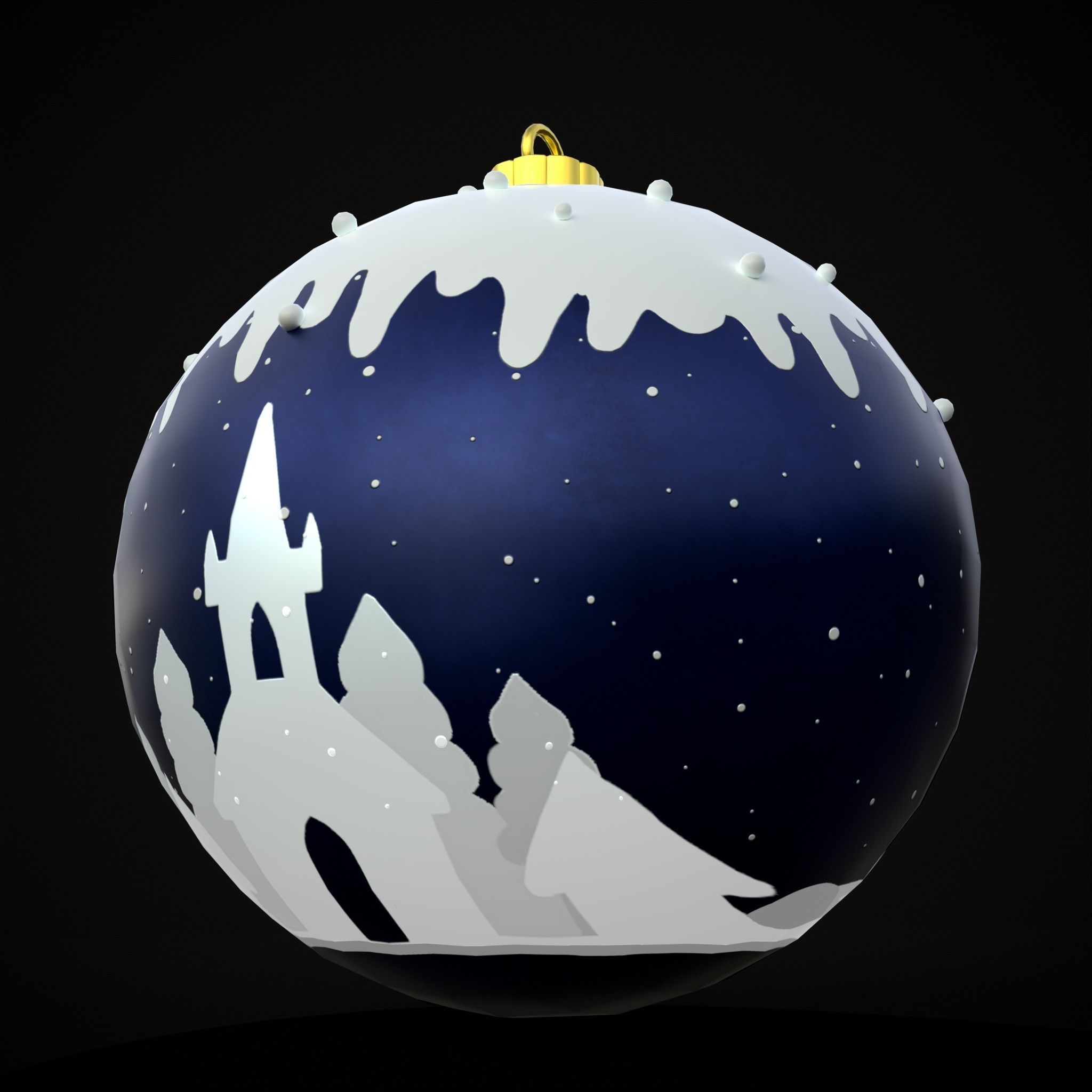 Snow Town Christmas Ball Ornament Low-poly 3D model_9
