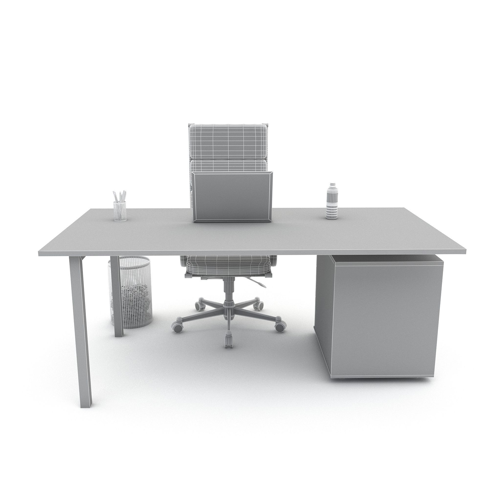 office work and meeting table 02 3D Low-poly 3D model_7