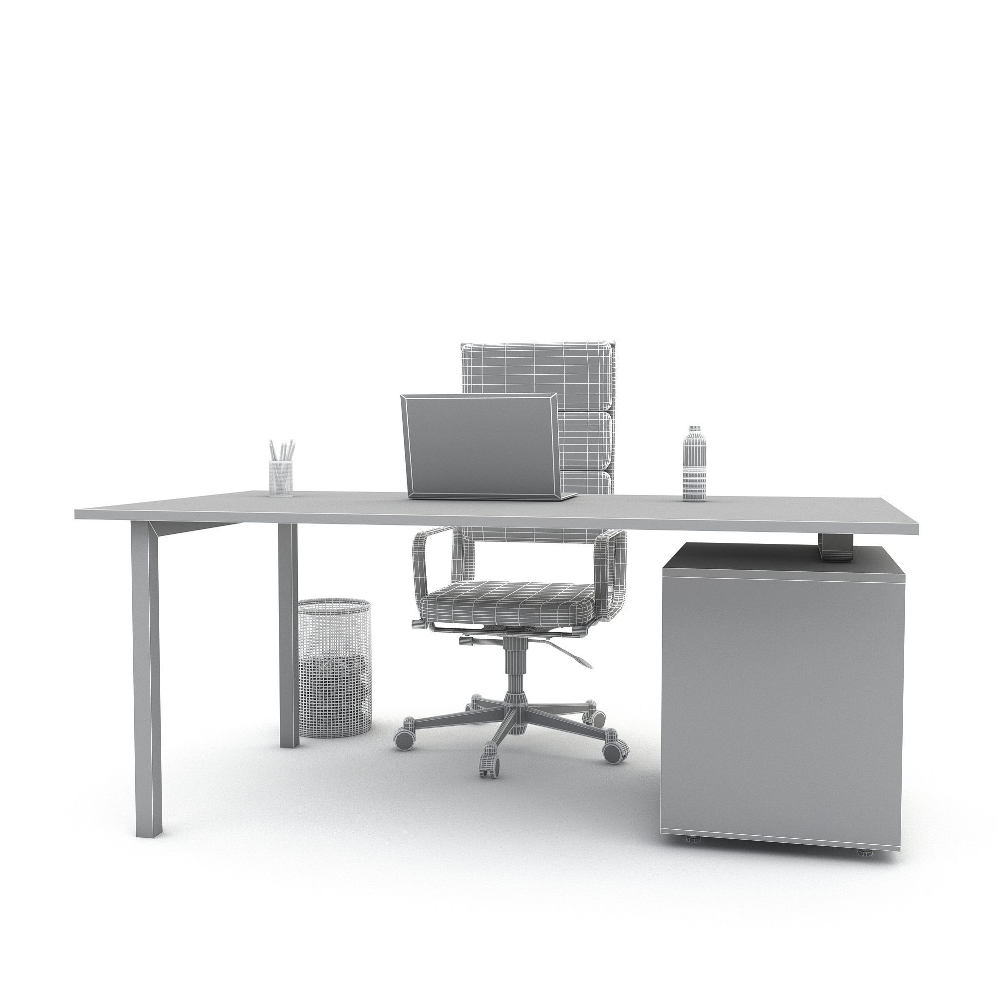 office work and meeting table 02 3D Low-poly 3D model_4