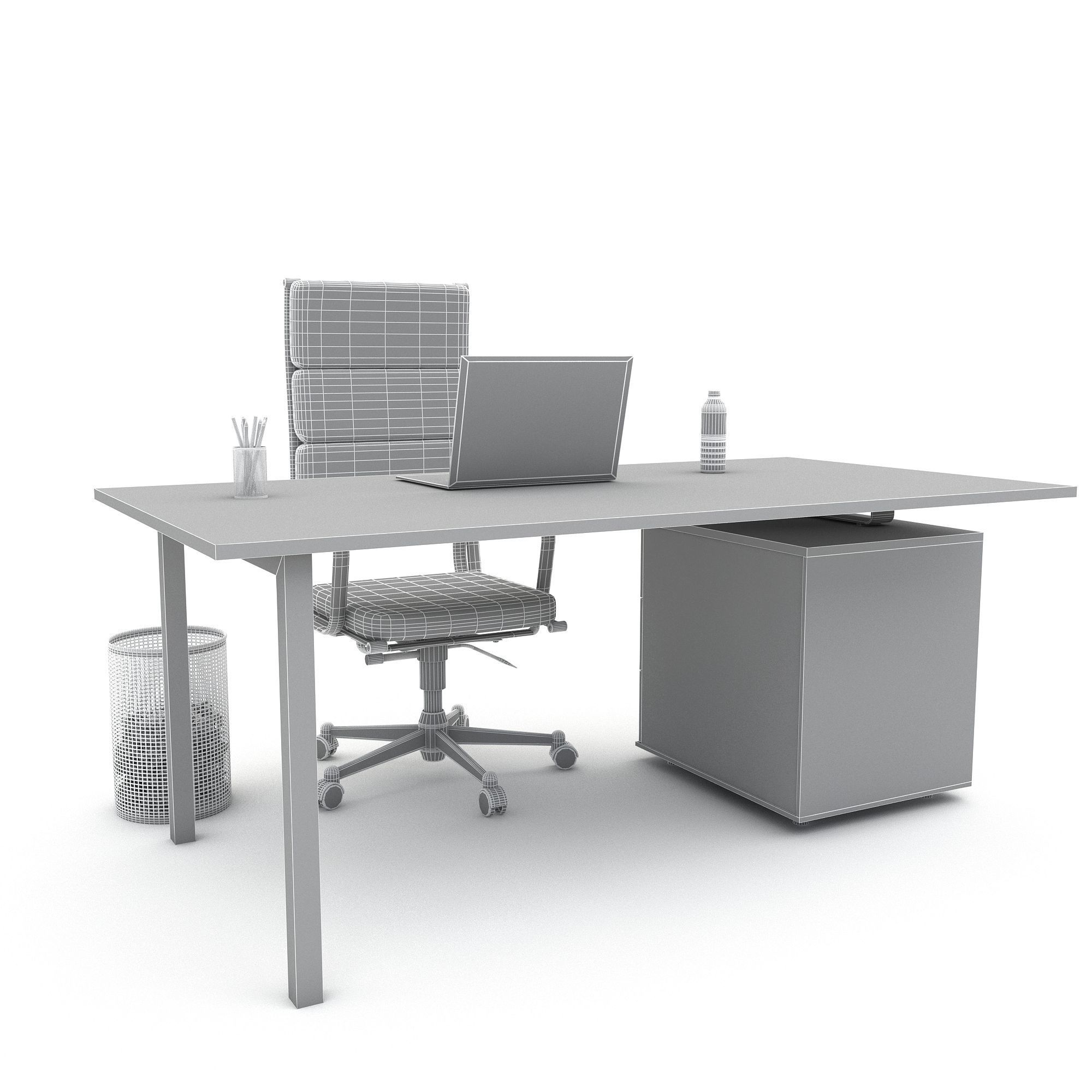 office work and meeting table 02 3D Low-poly 3D model_6