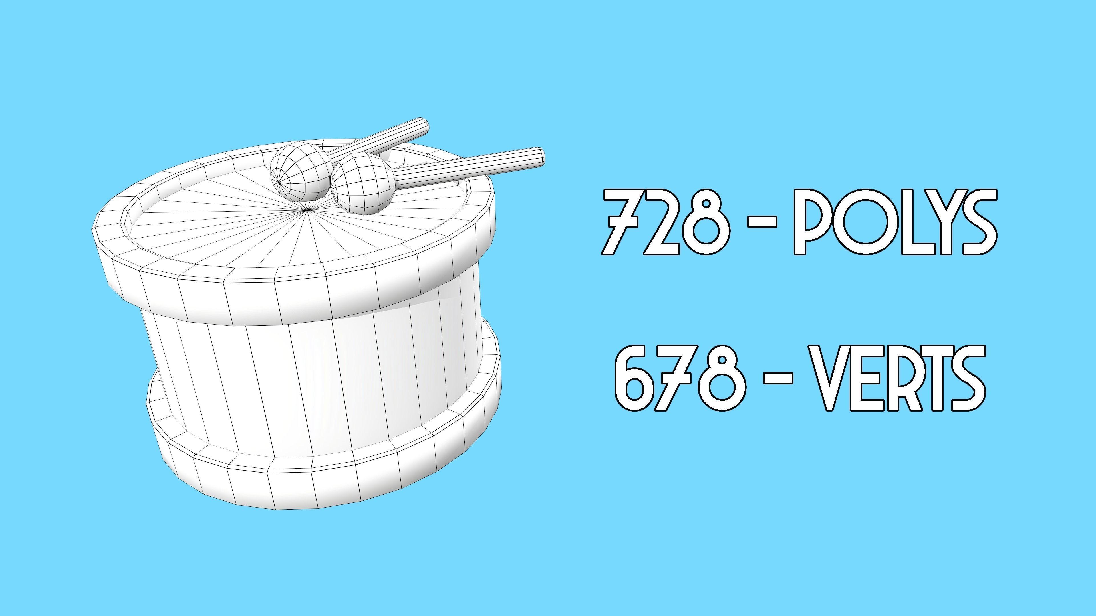 DRUM TOY CARTOON STYLIZED Low-poly 3D model_7