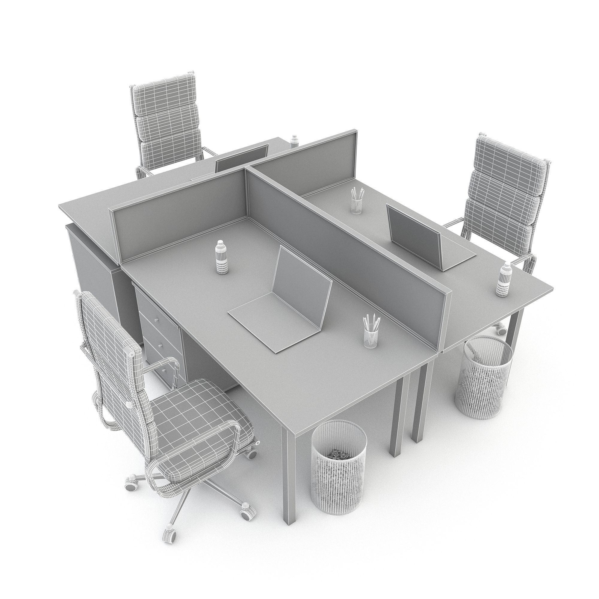 3D office work and meeting table 03 Low-poly 3D model_4