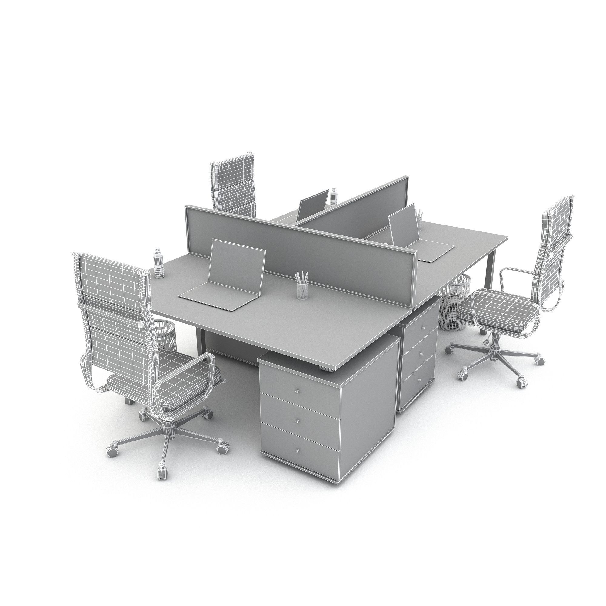 3D office work and meeting table 03 Low-poly 3D model_5