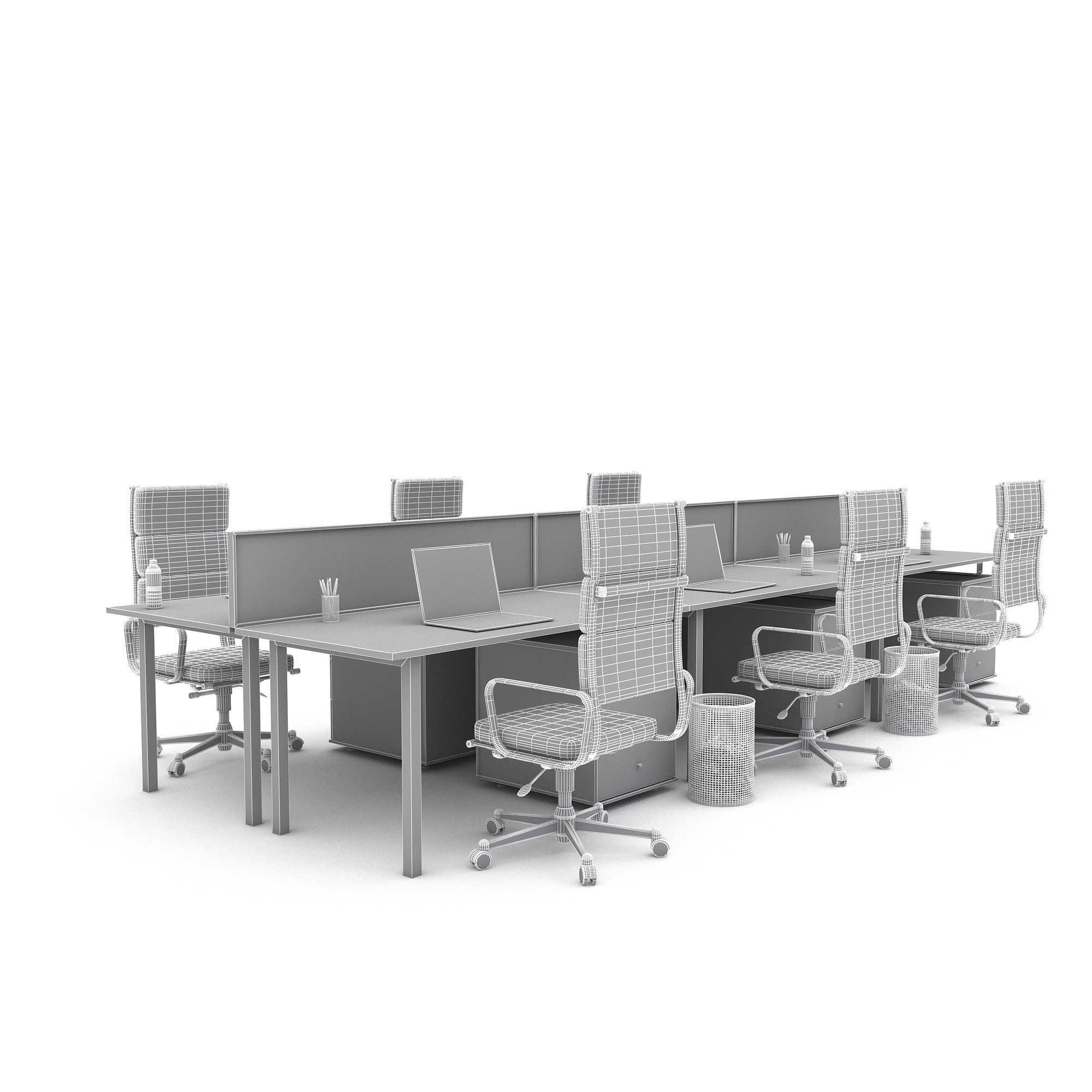 3D office work and meeting table 05 model Low-poly 3D model_6