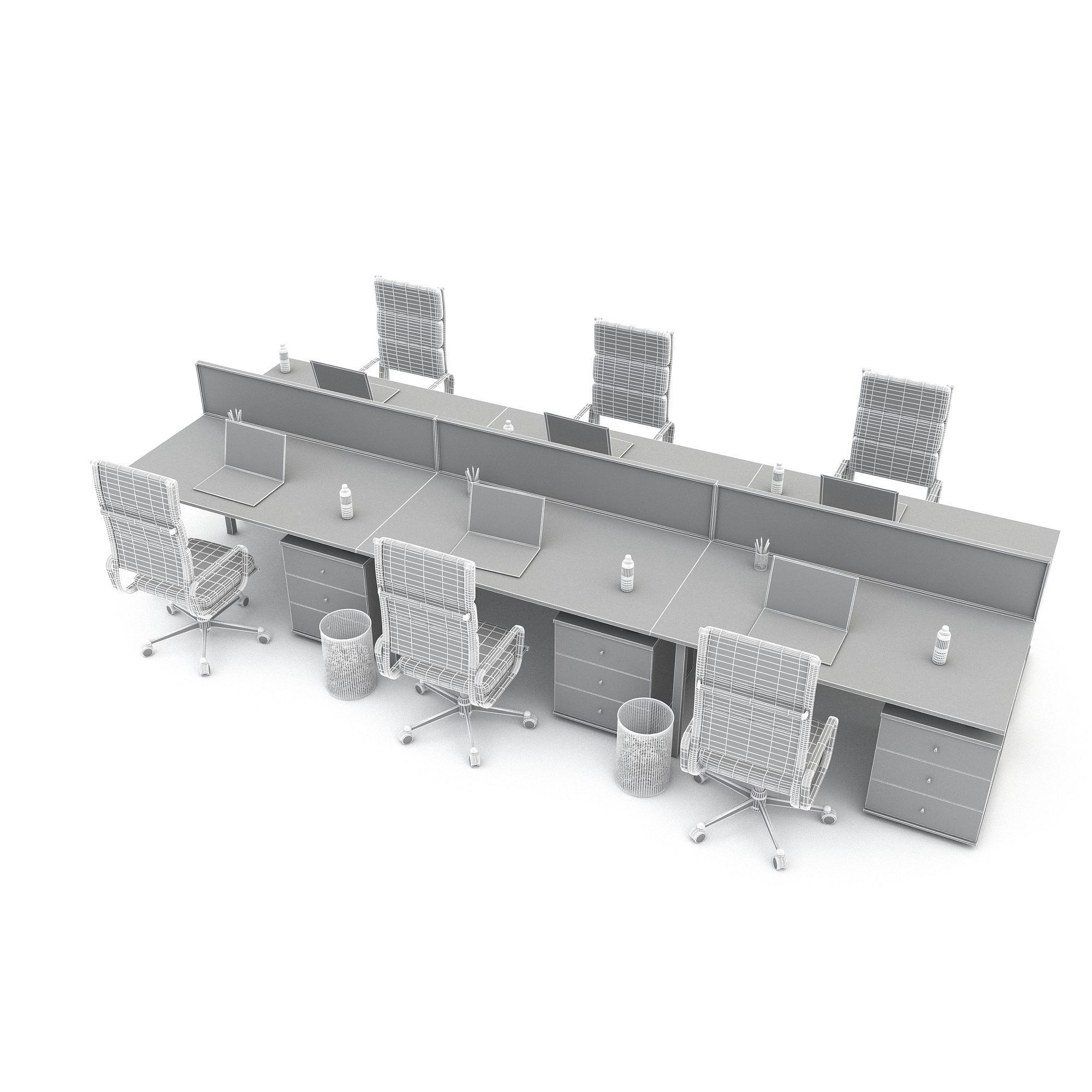 3D office work and meeting table 05 model Low-poly 3D model_4