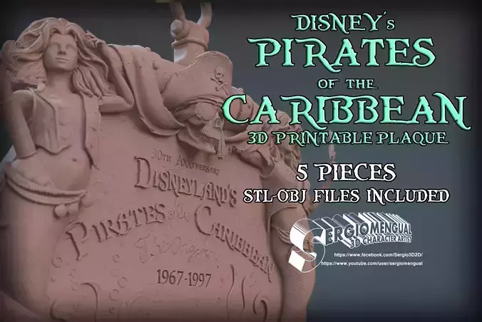 Disney Pirates of the Caribbean 3D Printable Plaque 3D print model