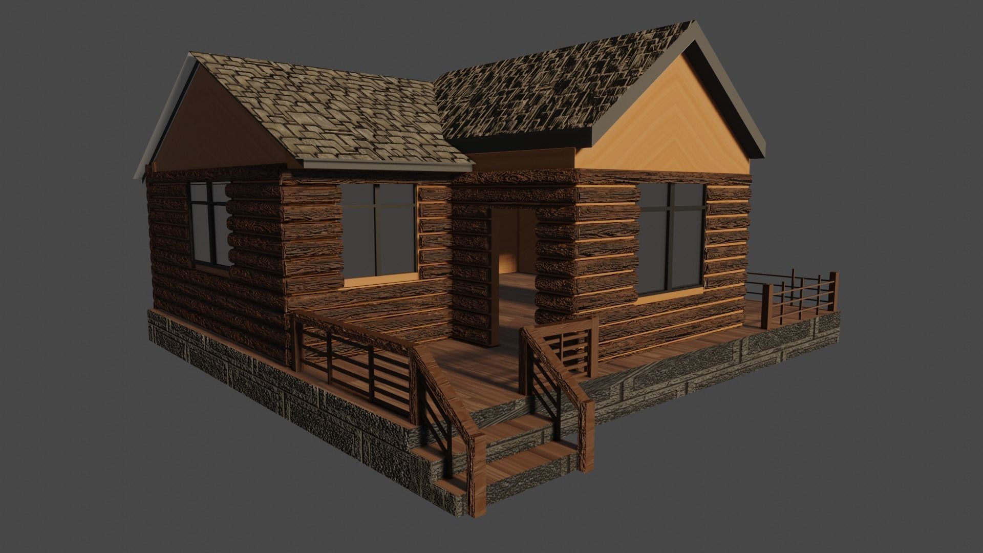Wood House 3D model_2