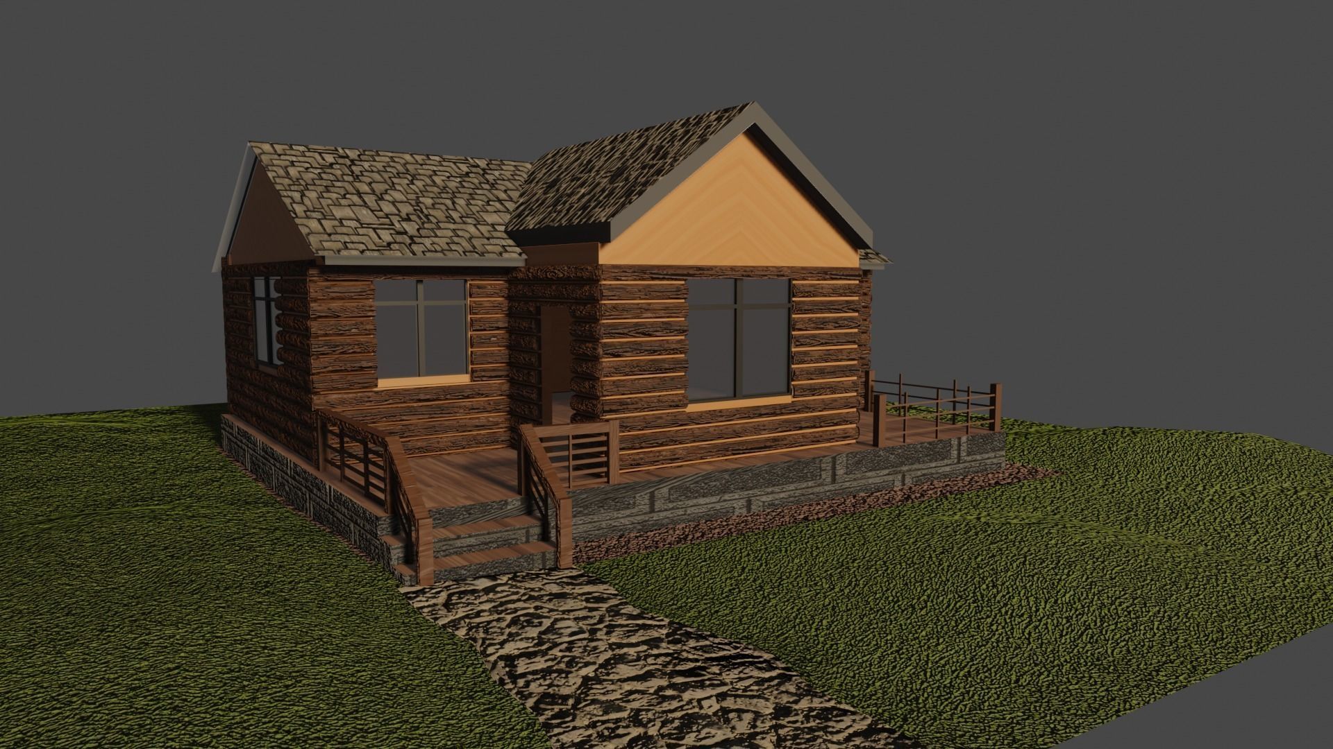 Wood House 3D model_1