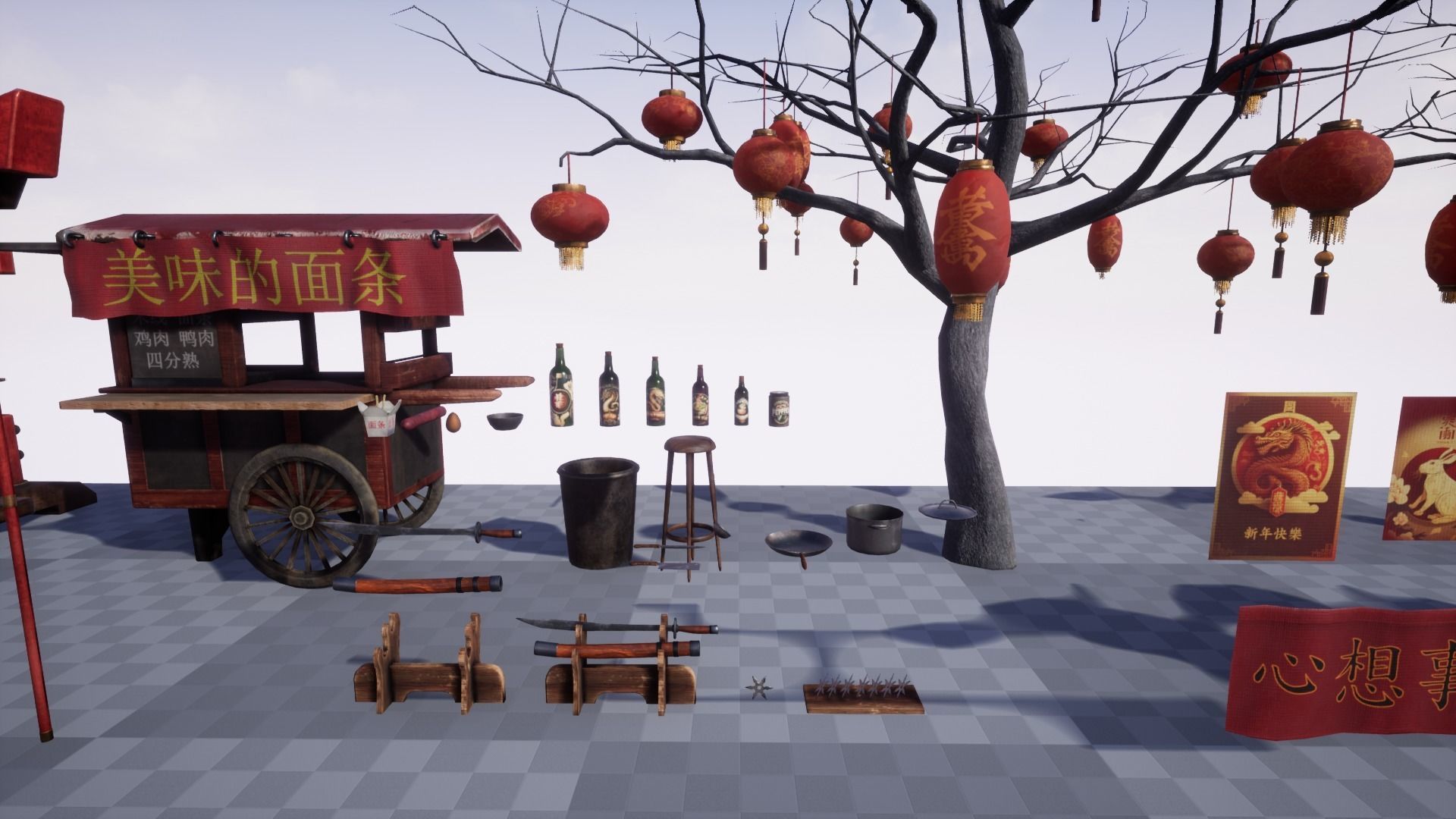 Chinese new year pack Low-poly 3D model_13