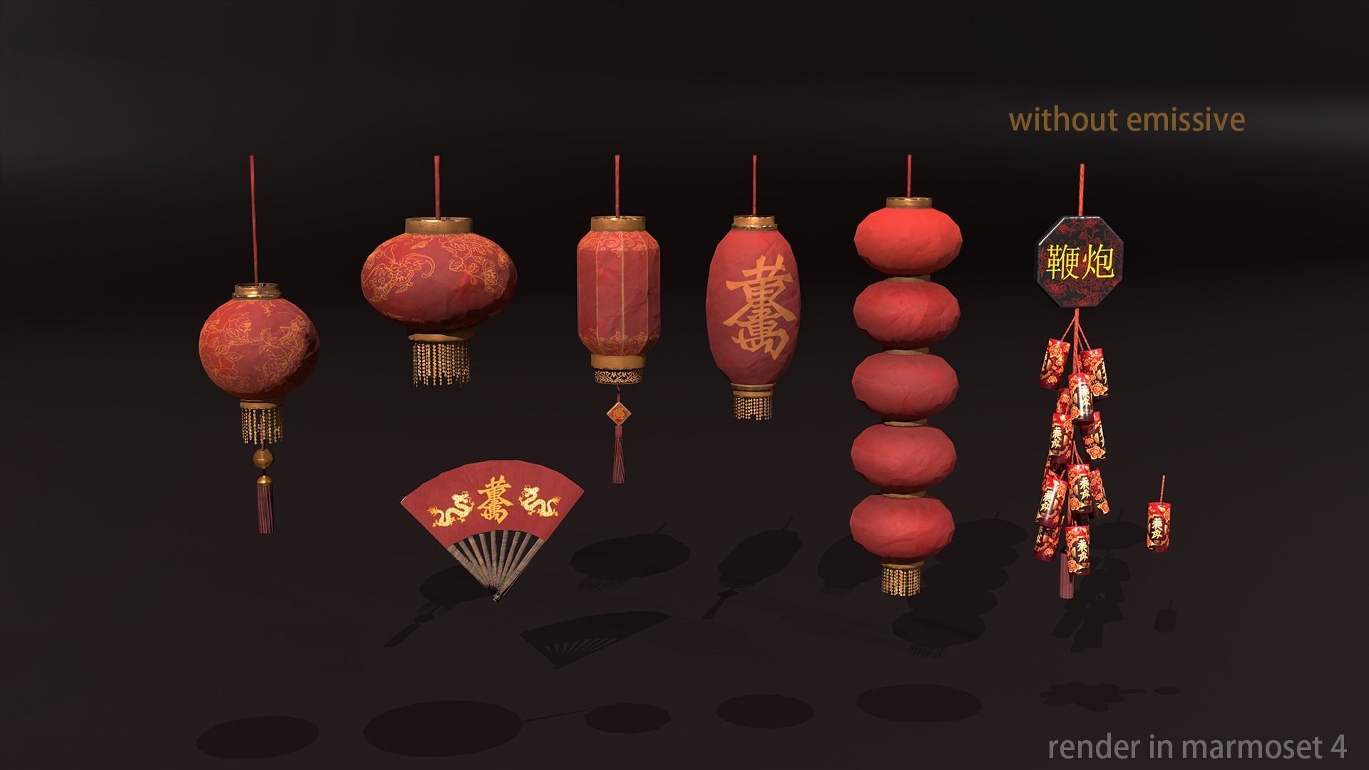 Chinese new year pack Low-poly 3D model_9