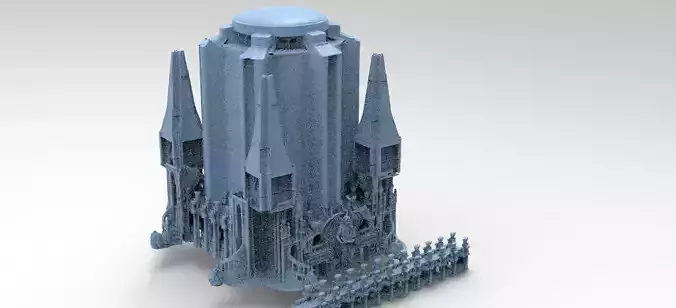 Fantasy Ancient structure with bridge 