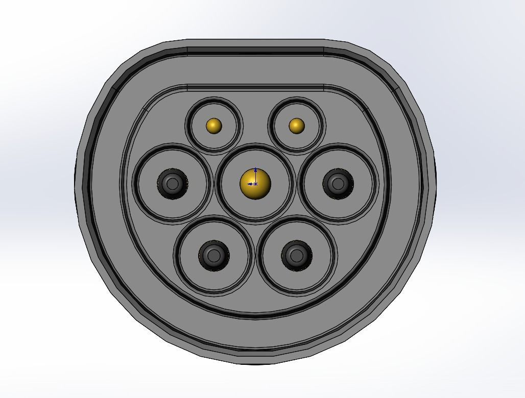 Type2  vehicle inlet up to 480V 3ph 63A or 1ph 70A no nose 3D print model_1