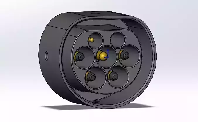 Type2  vehicle inlet up to 480V 3ph 63A or 1ph 70A no nose 3D print model