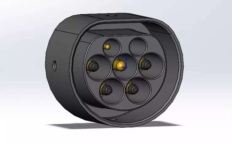 Type2  vehicle inlet up to 480V 3ph 63A or 1ph 70A no nose 3D print model_0